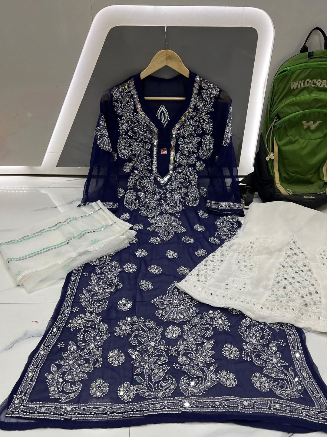 Georgette kurti &amp; Sharara with Lucknowi