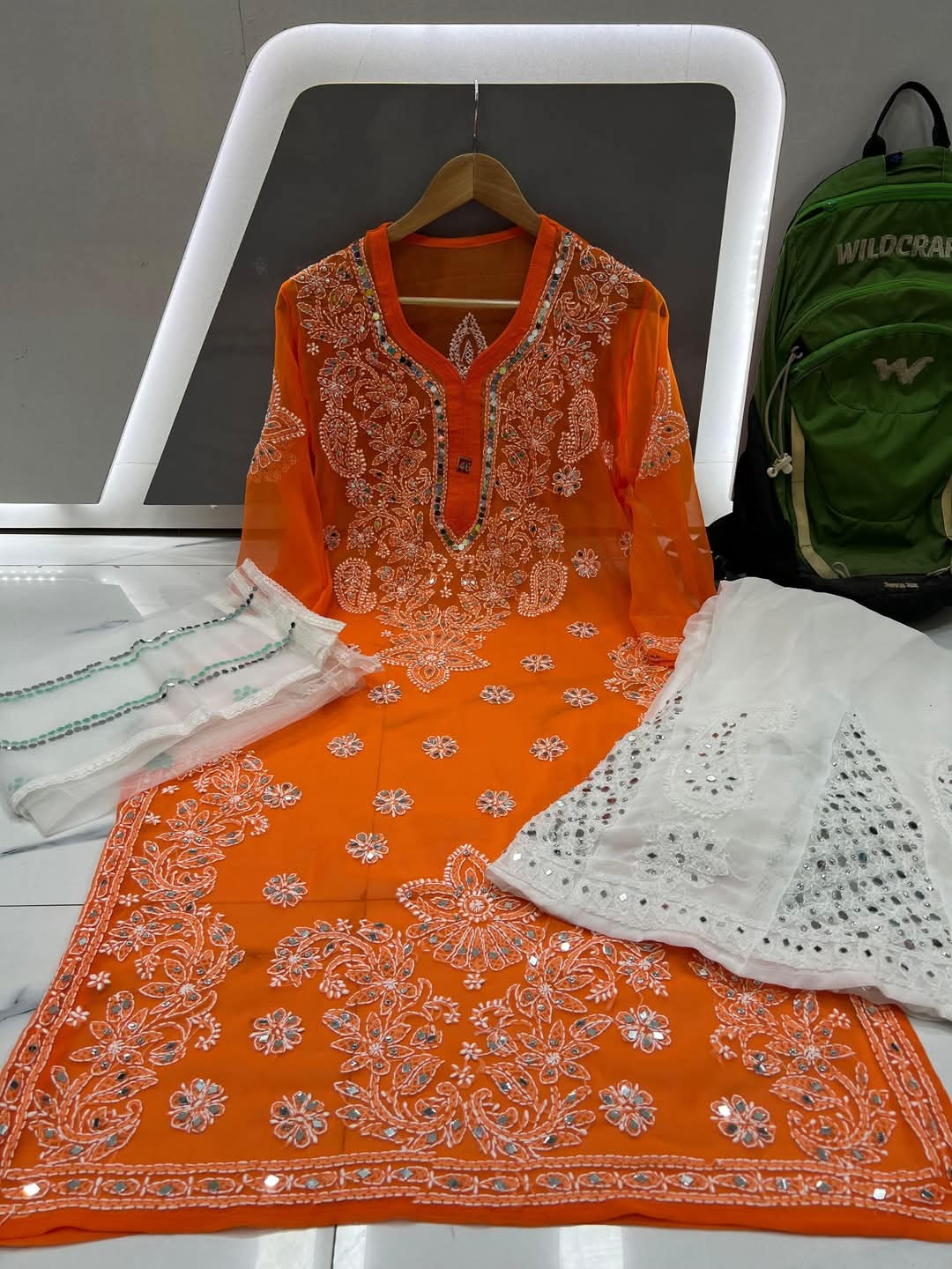 Georgette kurti &amp; Sharara with Lucknowi