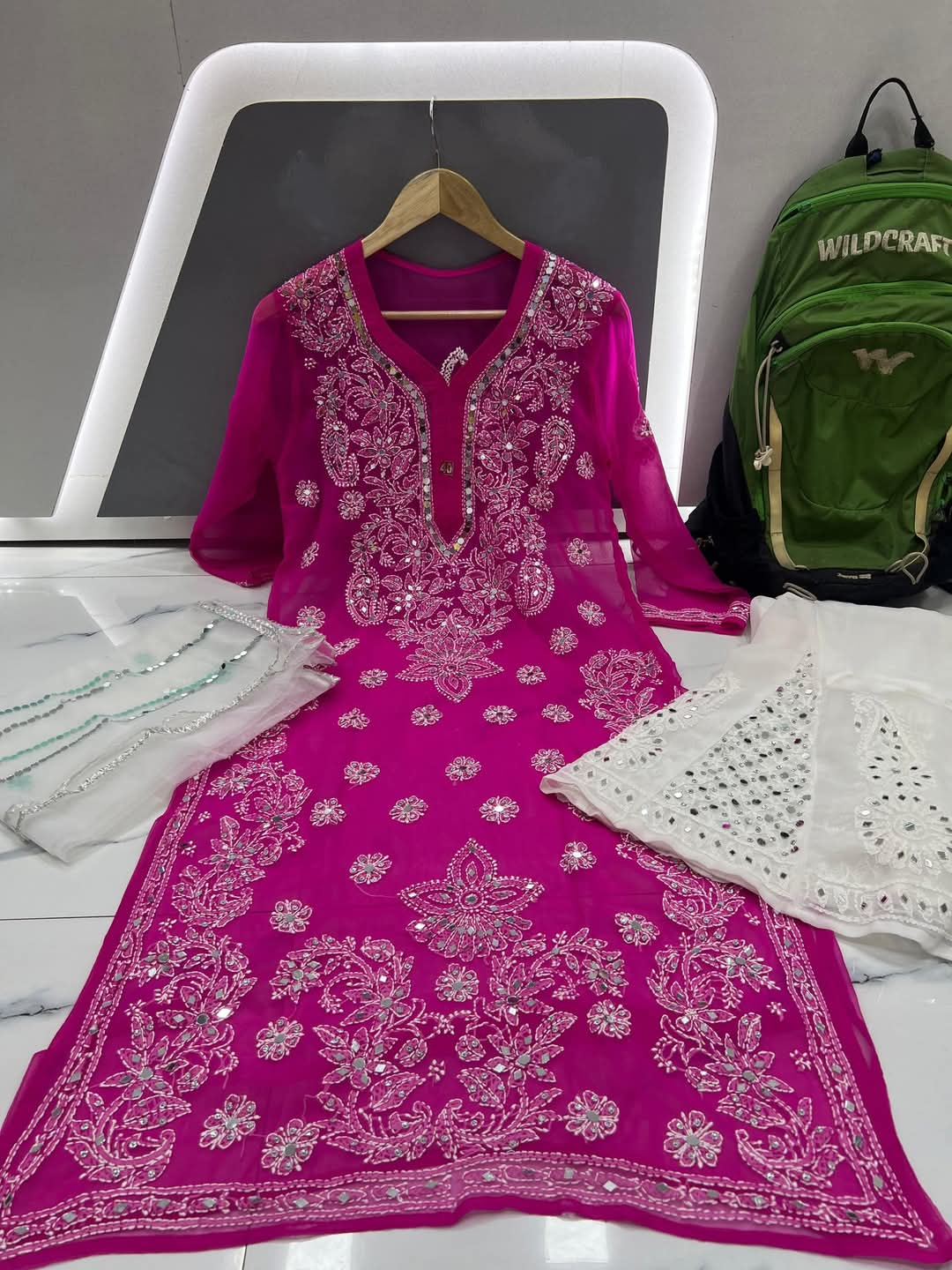 Georgette kurti &amp; Sharara with Lucknowi