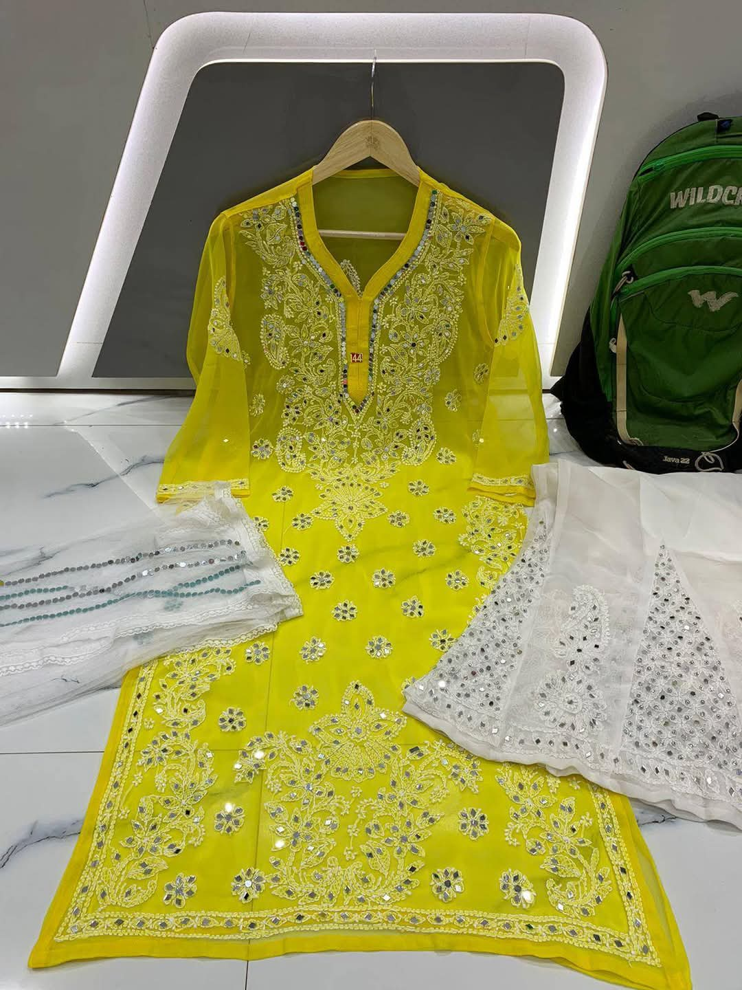 Georgette kurti &amp; Sharara with Lucknowi