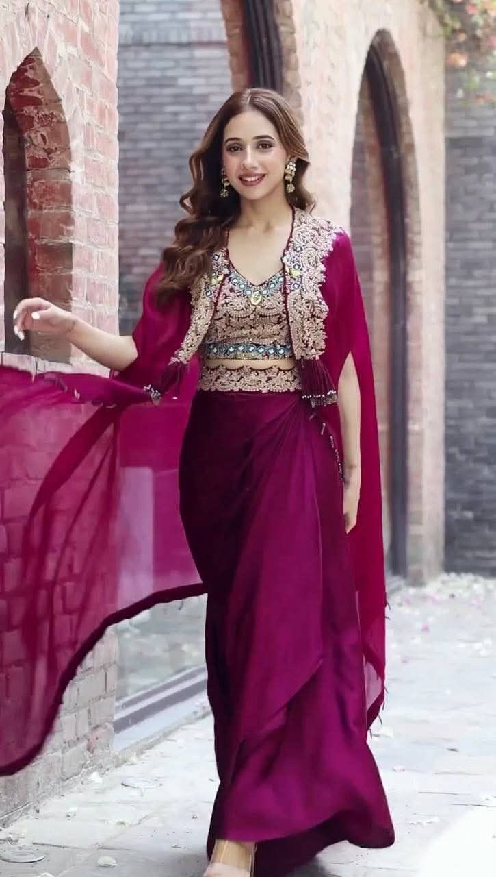 DESIGNER INDO-WESTERN PATTERN WITH FULL EMBROIDERY WORK