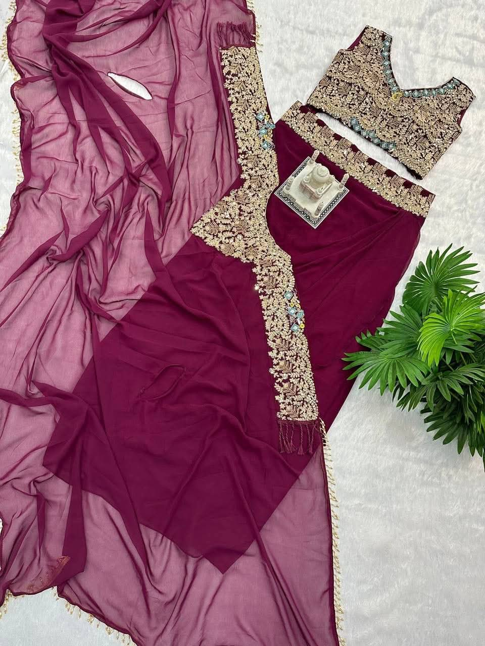 DESIGNER INDO-WESTERN PATTERN WITH FULL EMBROIDERY WORK