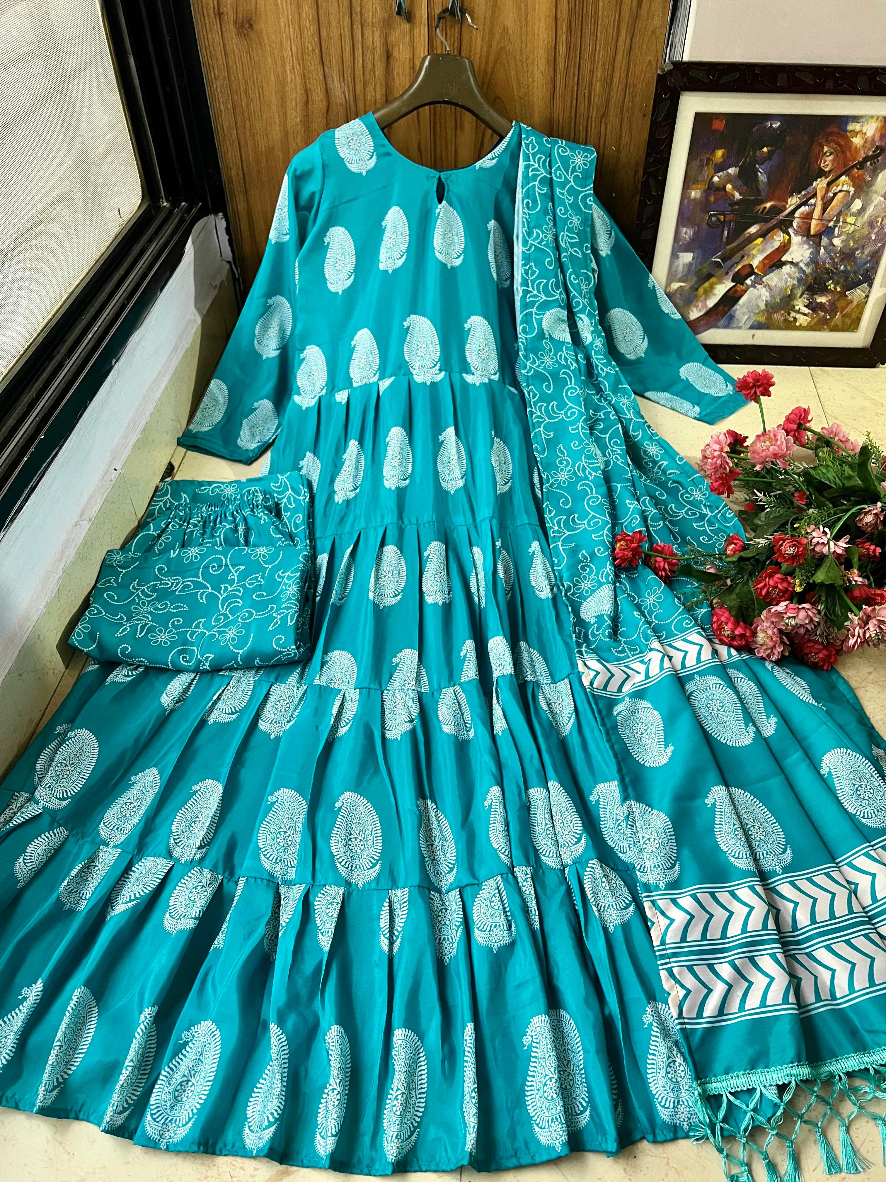 SPECIAL DESIGNER &nbsp;PRINTED RUFFLED ANARKALI GOWN&nbsp;