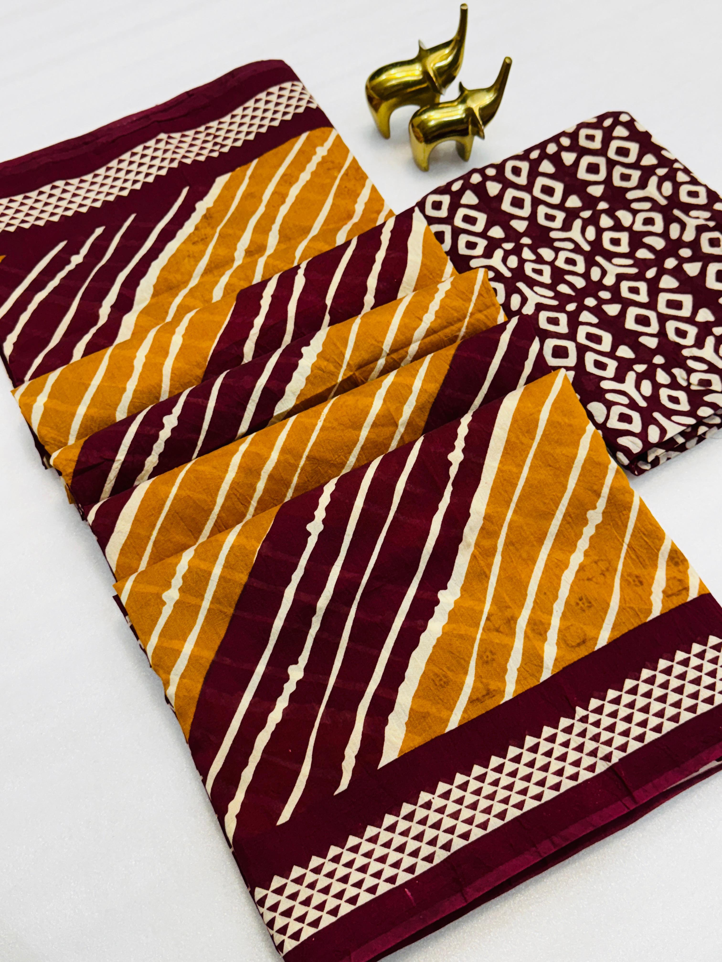 handicrafted modal cotton silk &nbsp;handblock print saree.