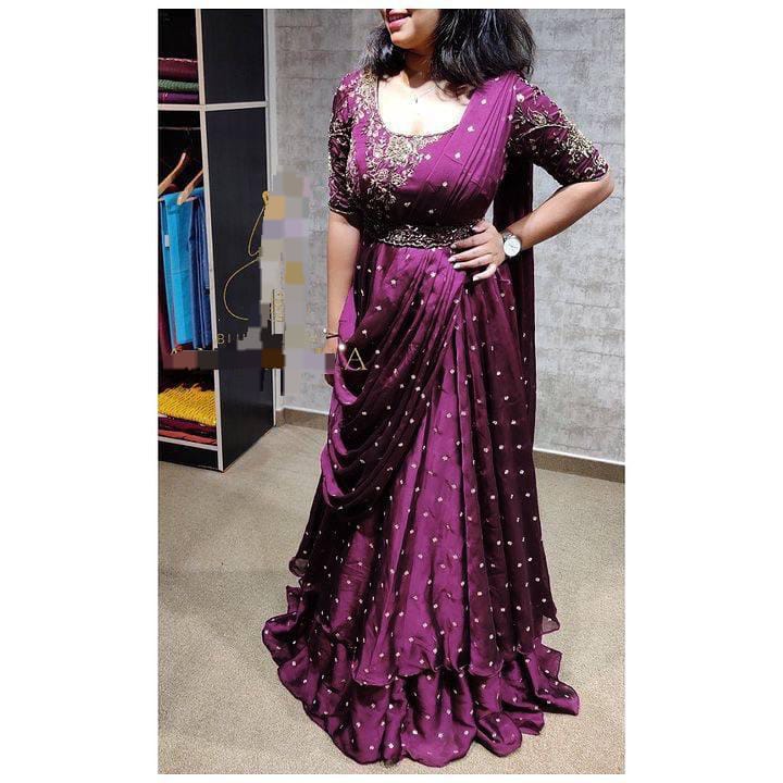 NEW DESIGNER &nbsp;SEQUINS AND ZARI EMBROIDERIED DRAPPING GOWN