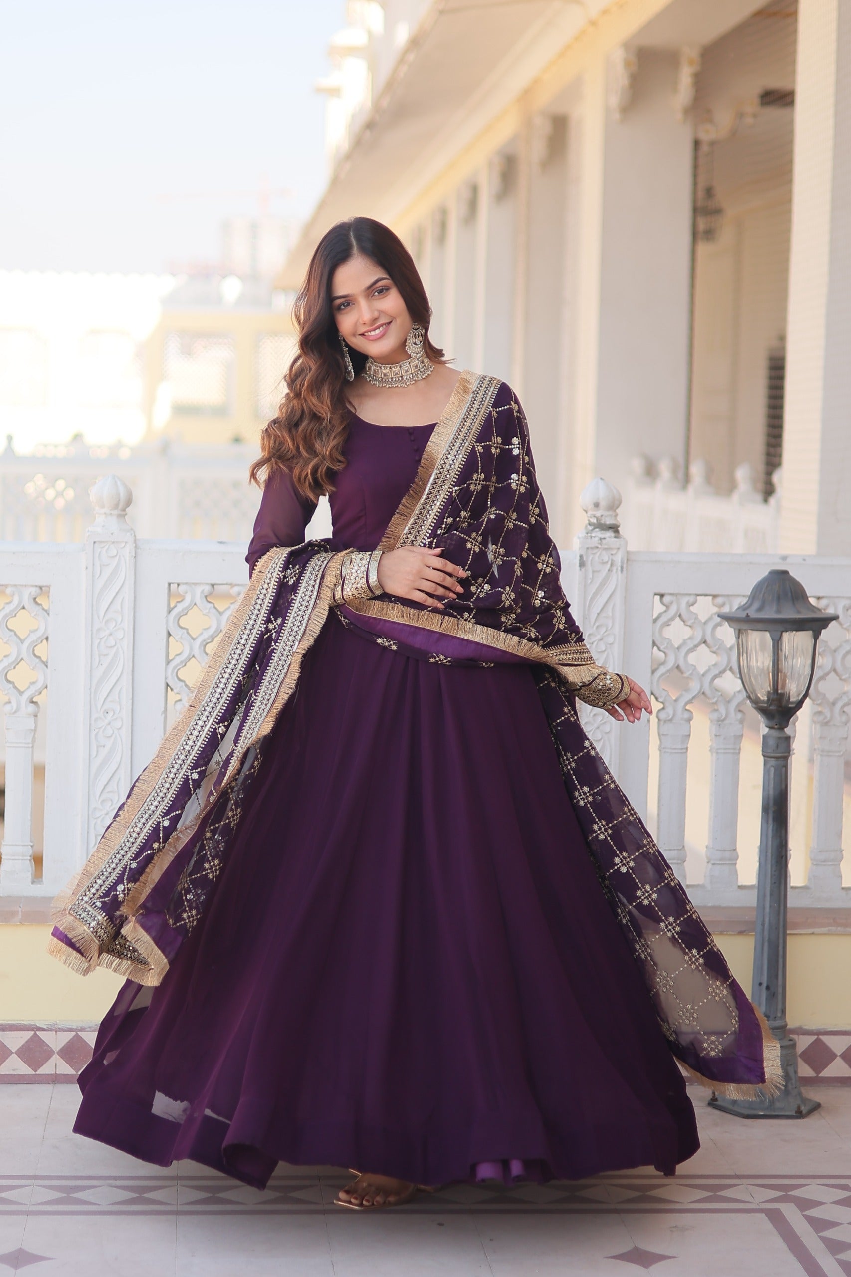 Faux Blooming Gown with Dupatta