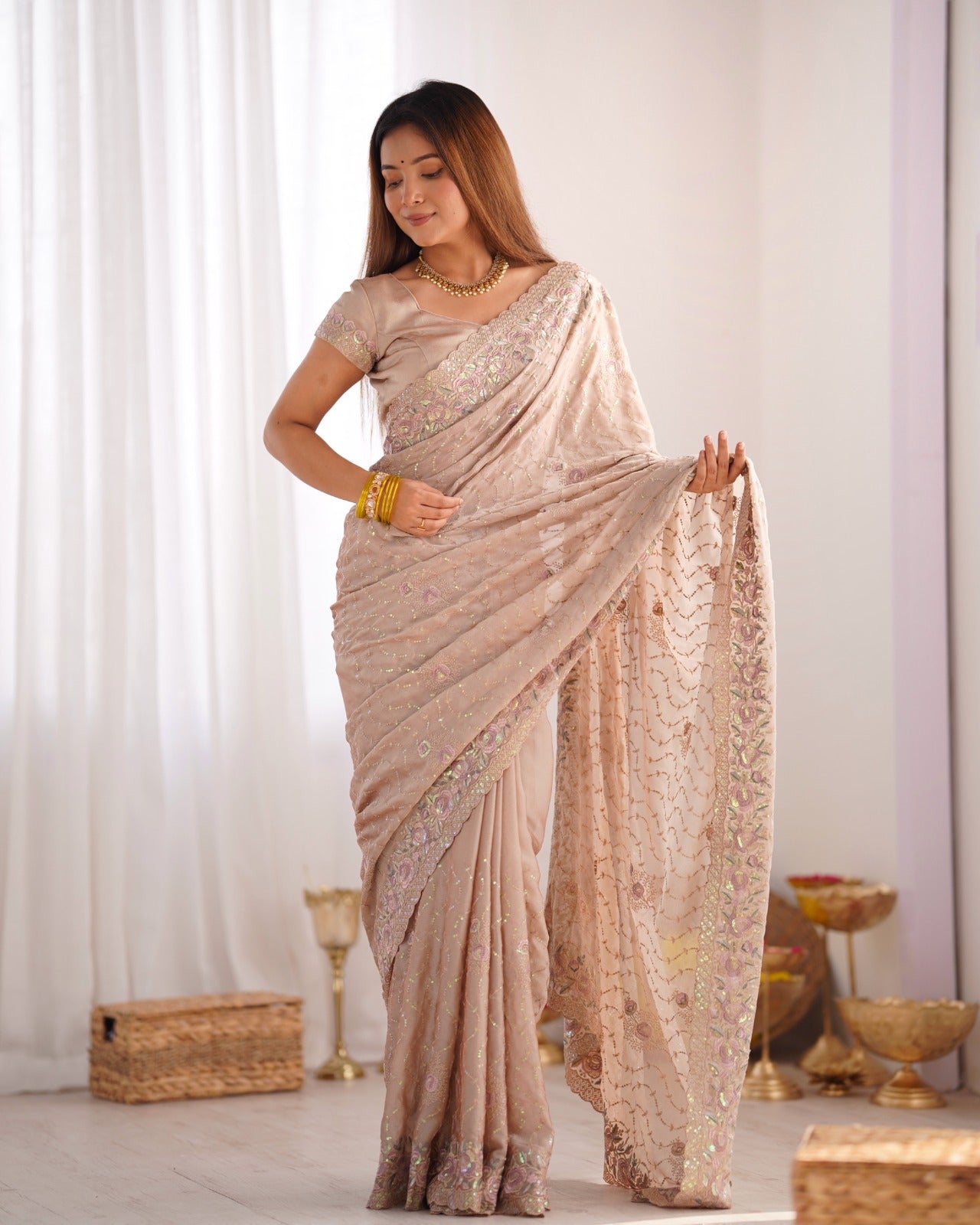 Pure Silky crush Fabric saree