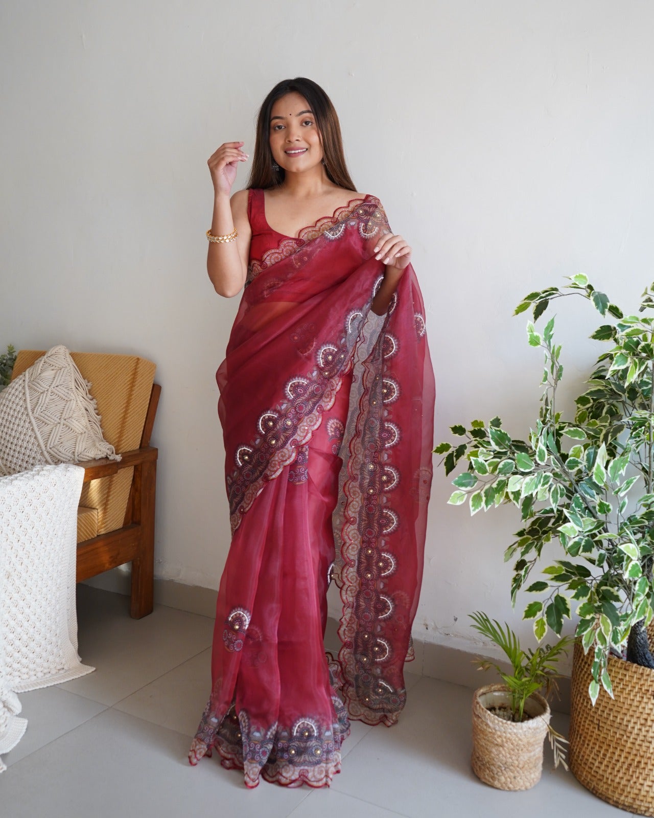 Organza saree with digital print