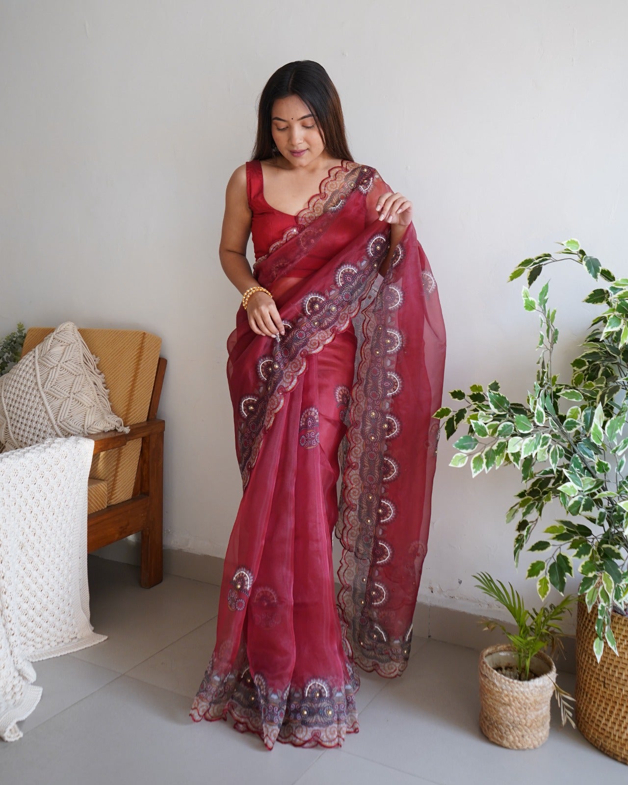 Organza saree with digital print