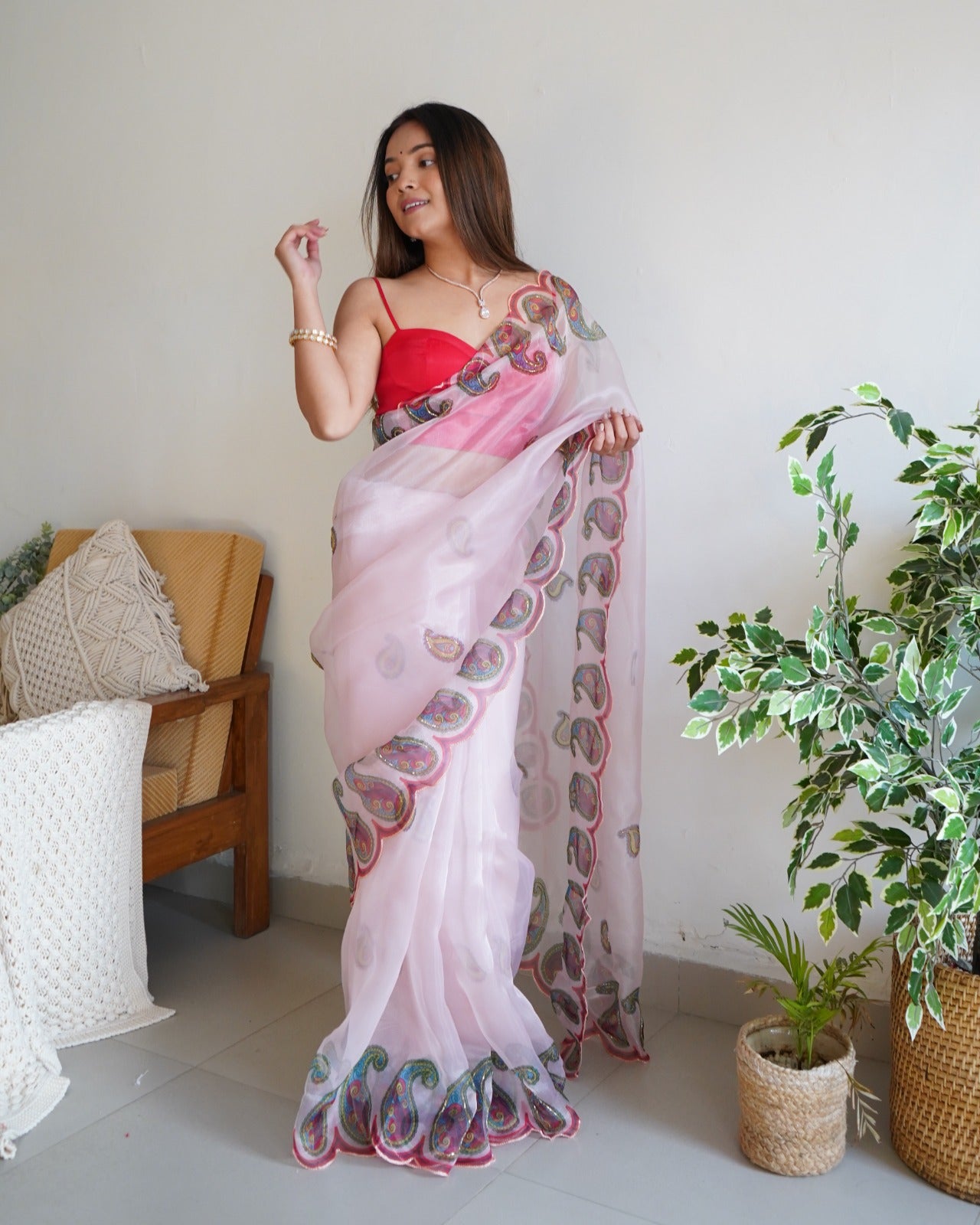 Organza saree with digital print