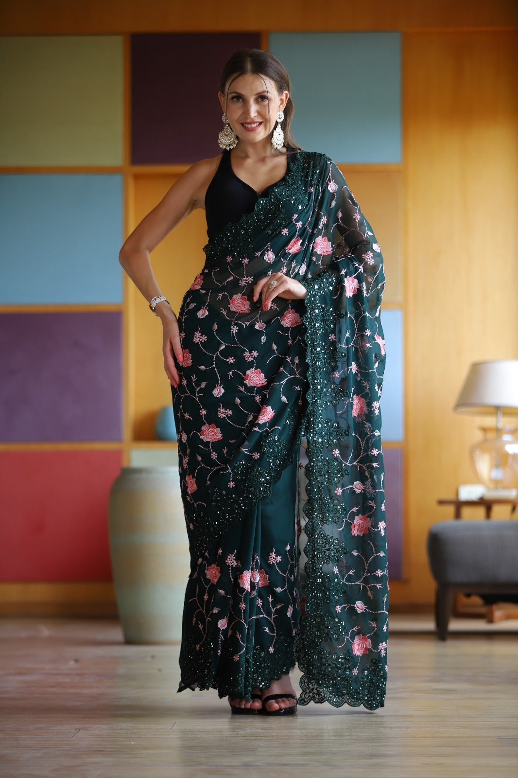 Sequence Embroidered Saree