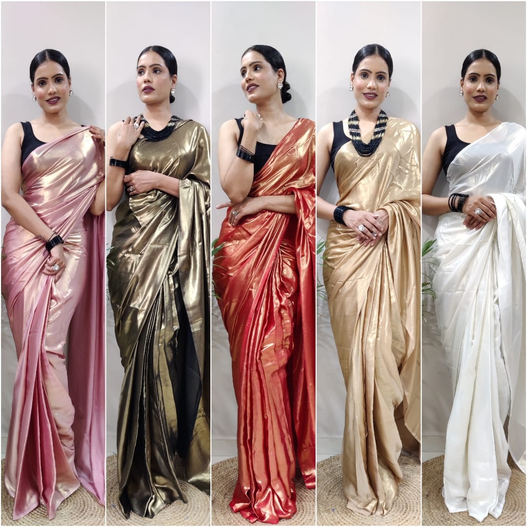 Ready to Wear Shimmer Silk Saree with Stitched Blouse* ;