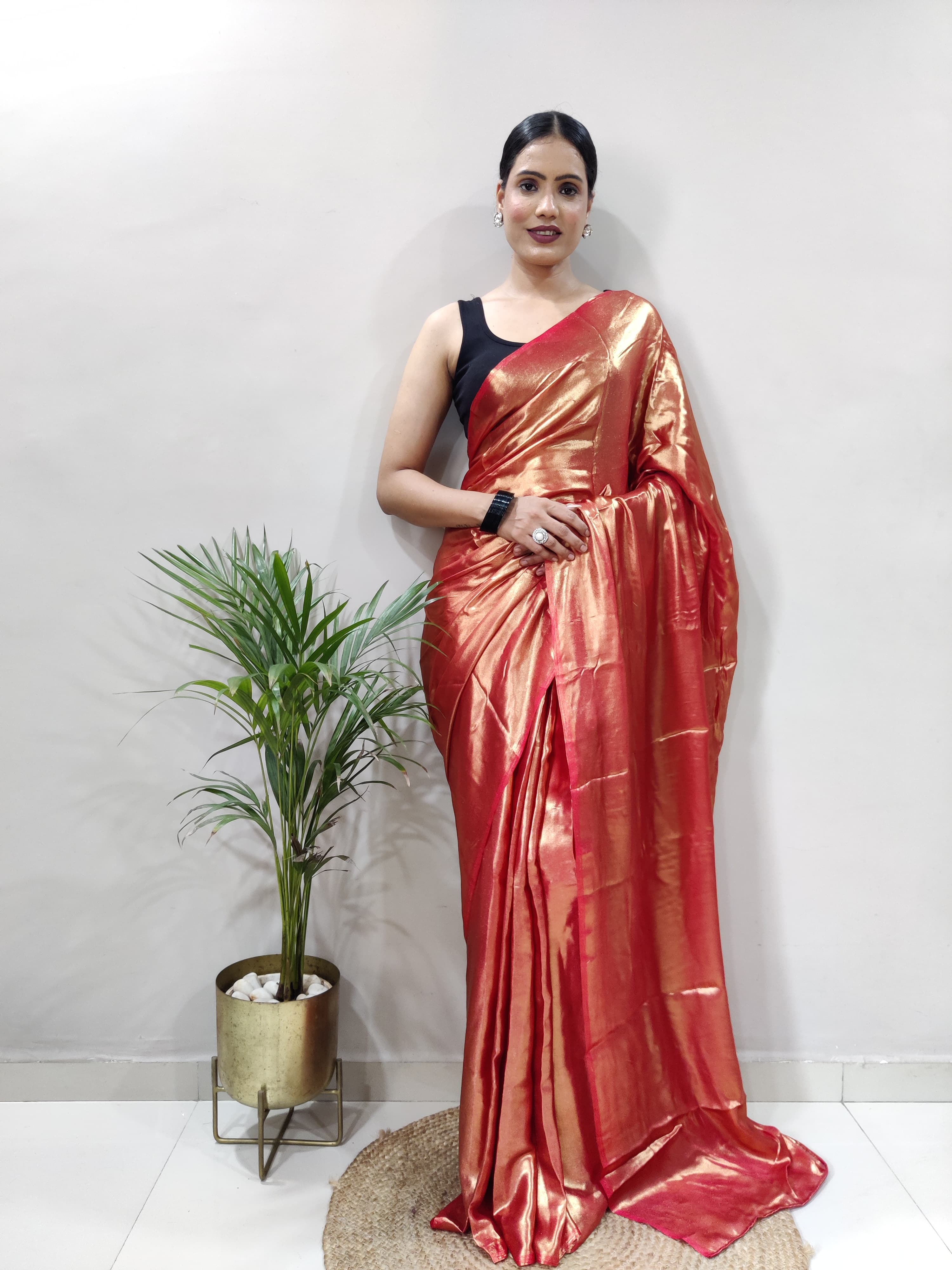 Ready to Wear Shimmer Silk Saree with Stitched Blouse* ;