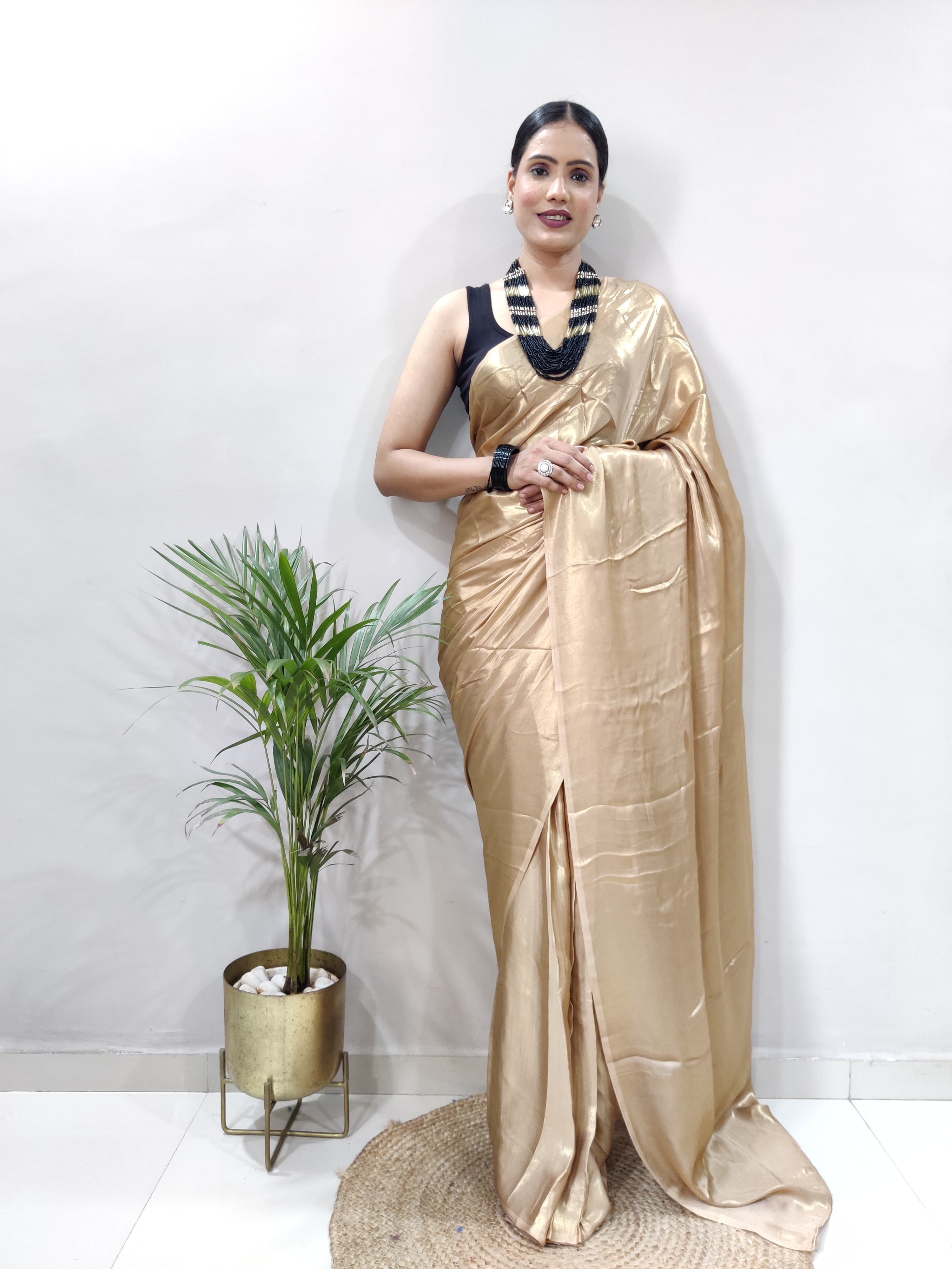 Ready to Wear Shimmer Silk Saree with Stitched Blouse* ;