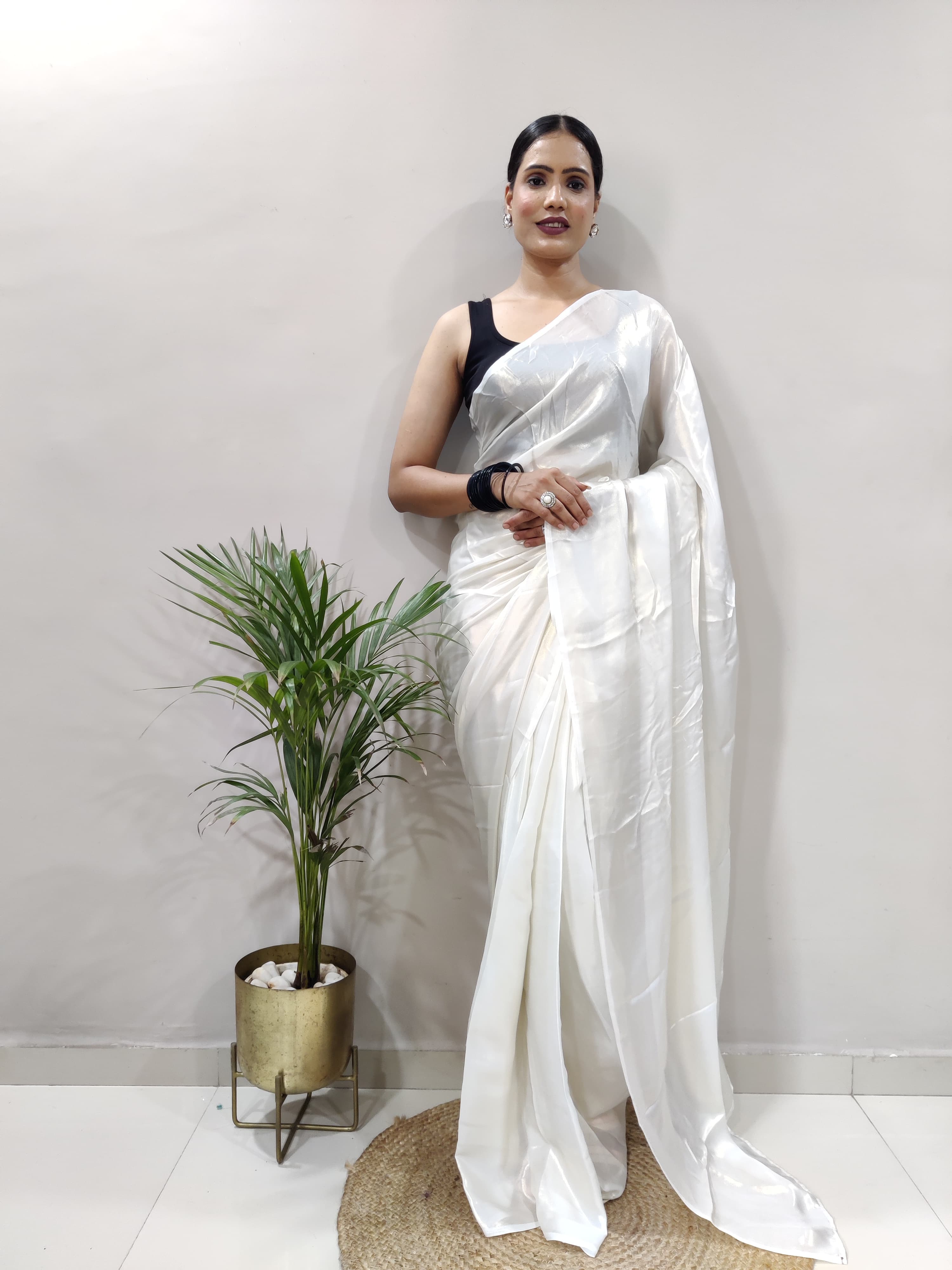 Ready to Wear Shimmer Silk Saree with Stitched Blouse* ;