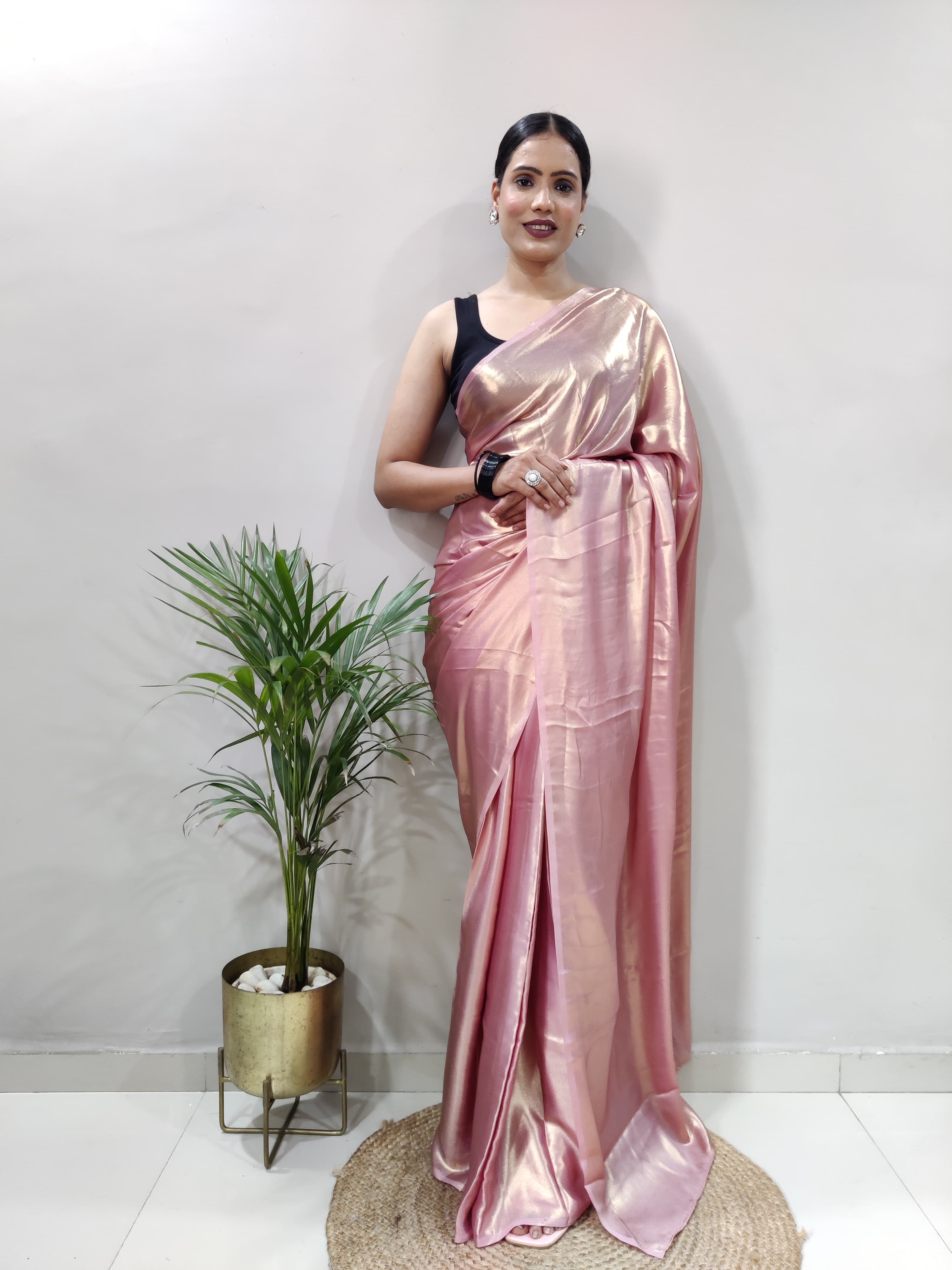 Ready to Wear Shimmer Silk Saree with Stitched Blouse* ;