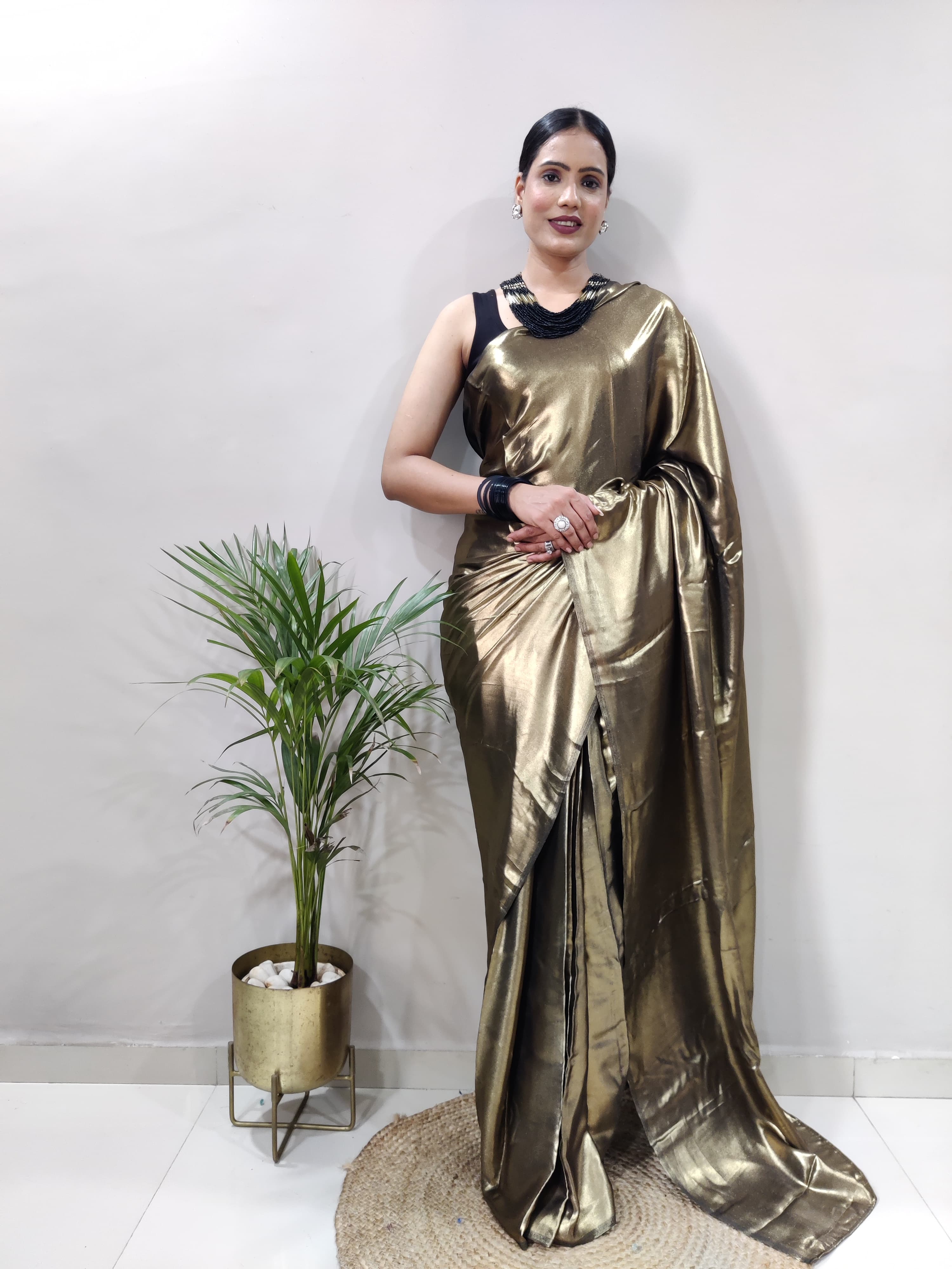 Ready to Wear Shimmer Silk Saree with Stitched Blouse* ;