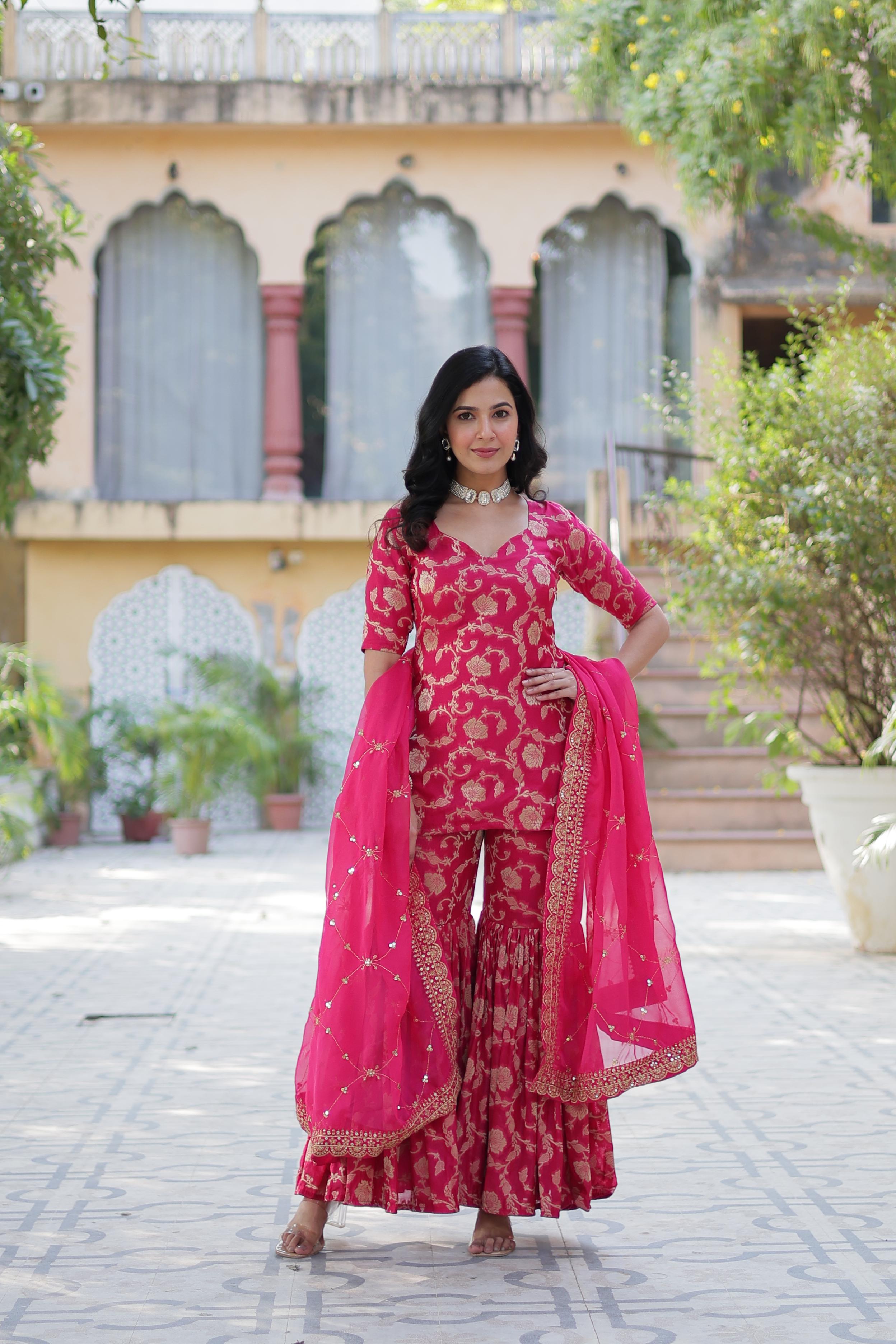 PREMIUM DESIGNER READYMADE TOP-GHARARA-DUPATTA COLLECTIONS.