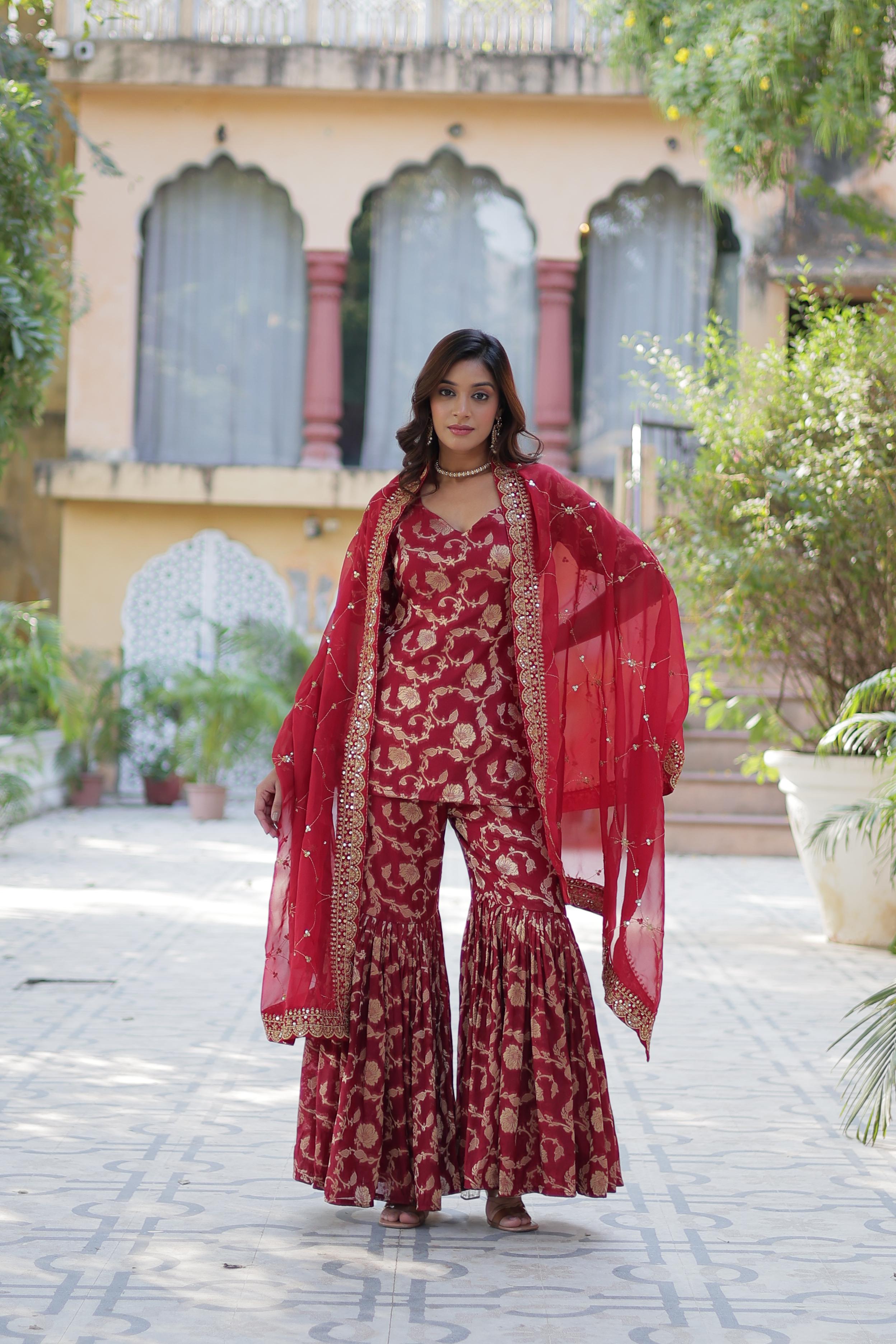 PREMIUM DESIGNER READYMADE TOP-GHARARA-DUPATTA COLLECTIONS.