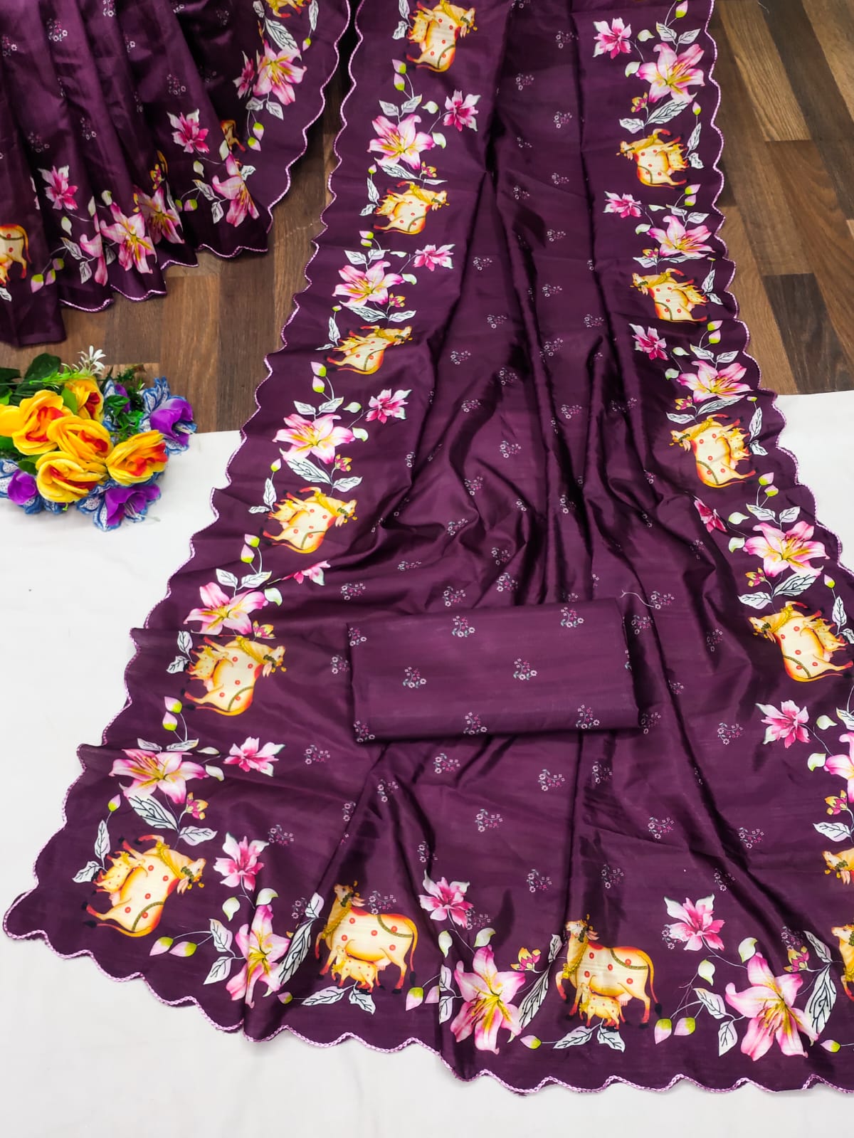 Gadhwal Silk Saree With Fancy Digital Print