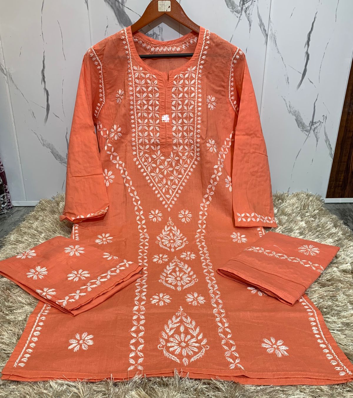 Pure Cotton kurti Salwar &amp; Dupatta Suit with Lucknowi Chikankari hand embroidery work*&nbsp;