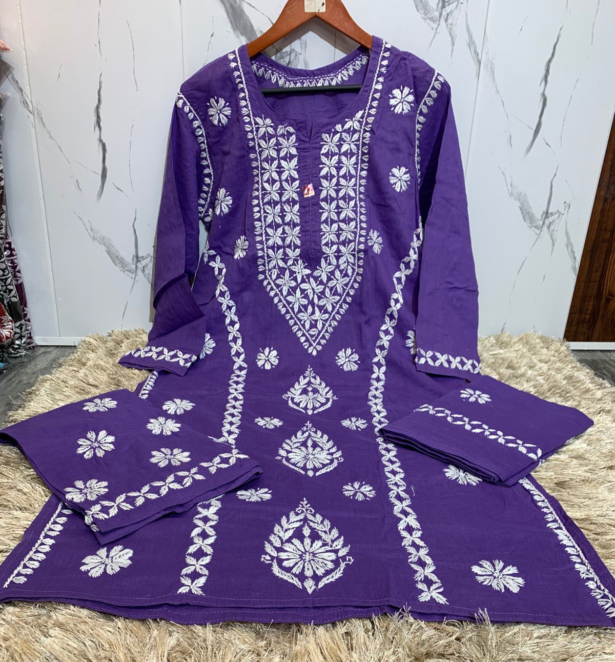 Pure Cotton kurti Salwar &amp; Dupatta Suit with Lucknowi Chikankari hand embroidery work*&nbsp;