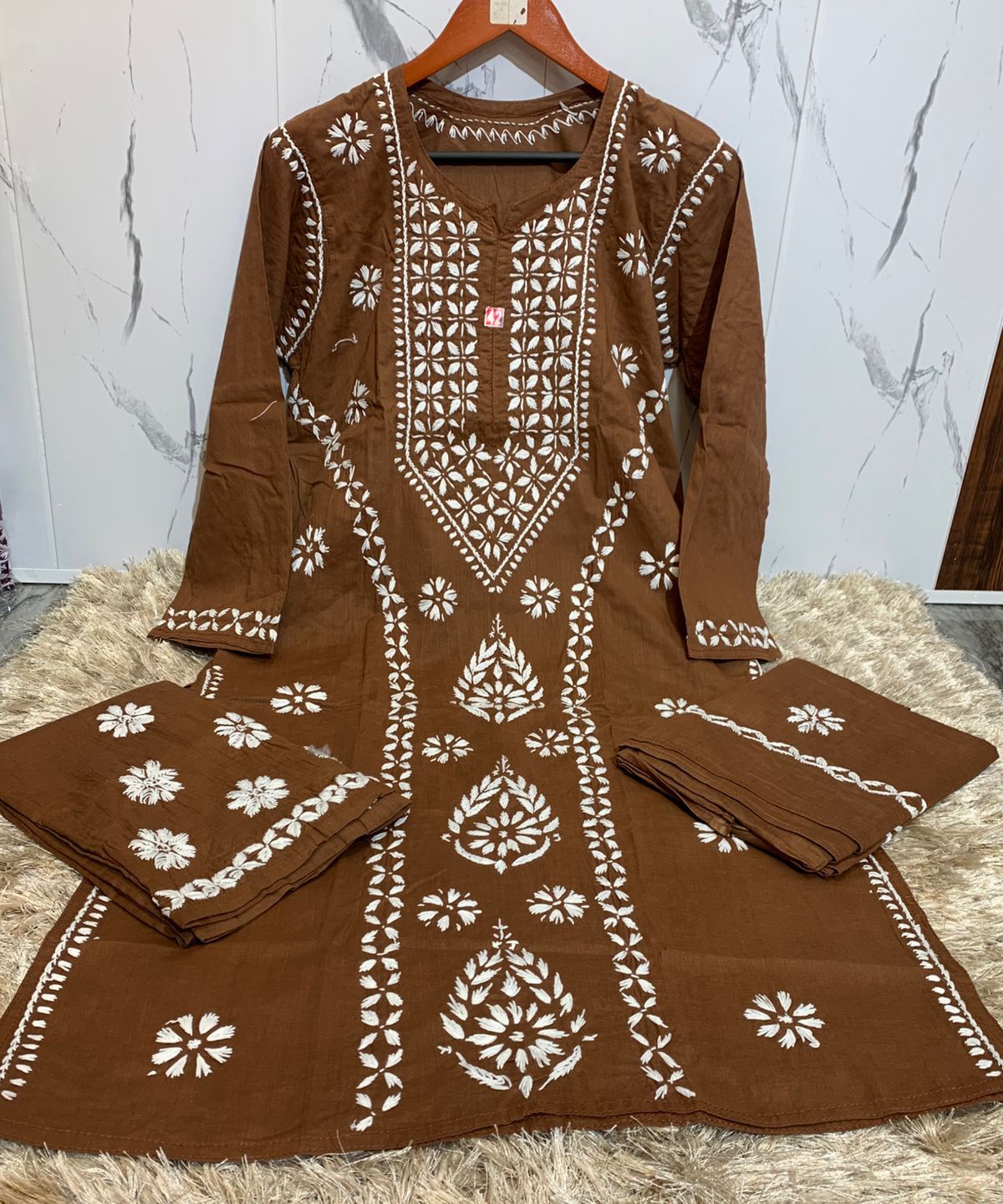 Pure Cotton kurti Salwar &amp; Dupatta Suit with Lucknowi Chikankari hand embroidery work*&nbsp;