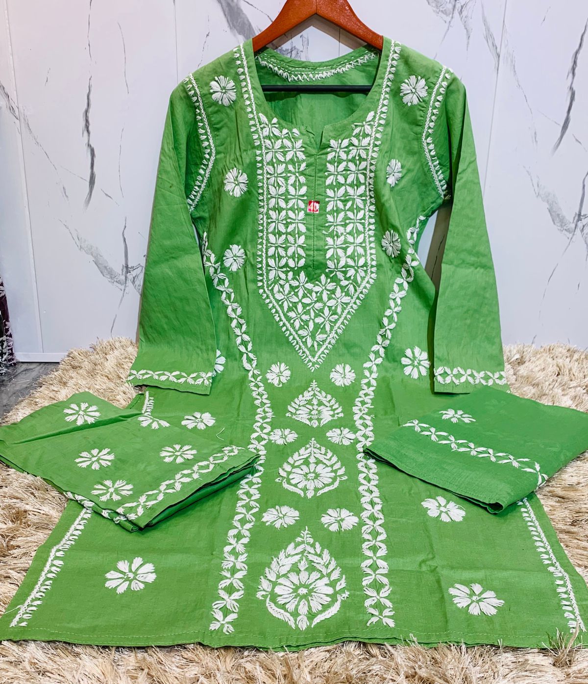 Pure Cotton kurti Salwar &amp; Dupatta Suit with Lucknowi Chikankari hand embroidery work*&nbsp;