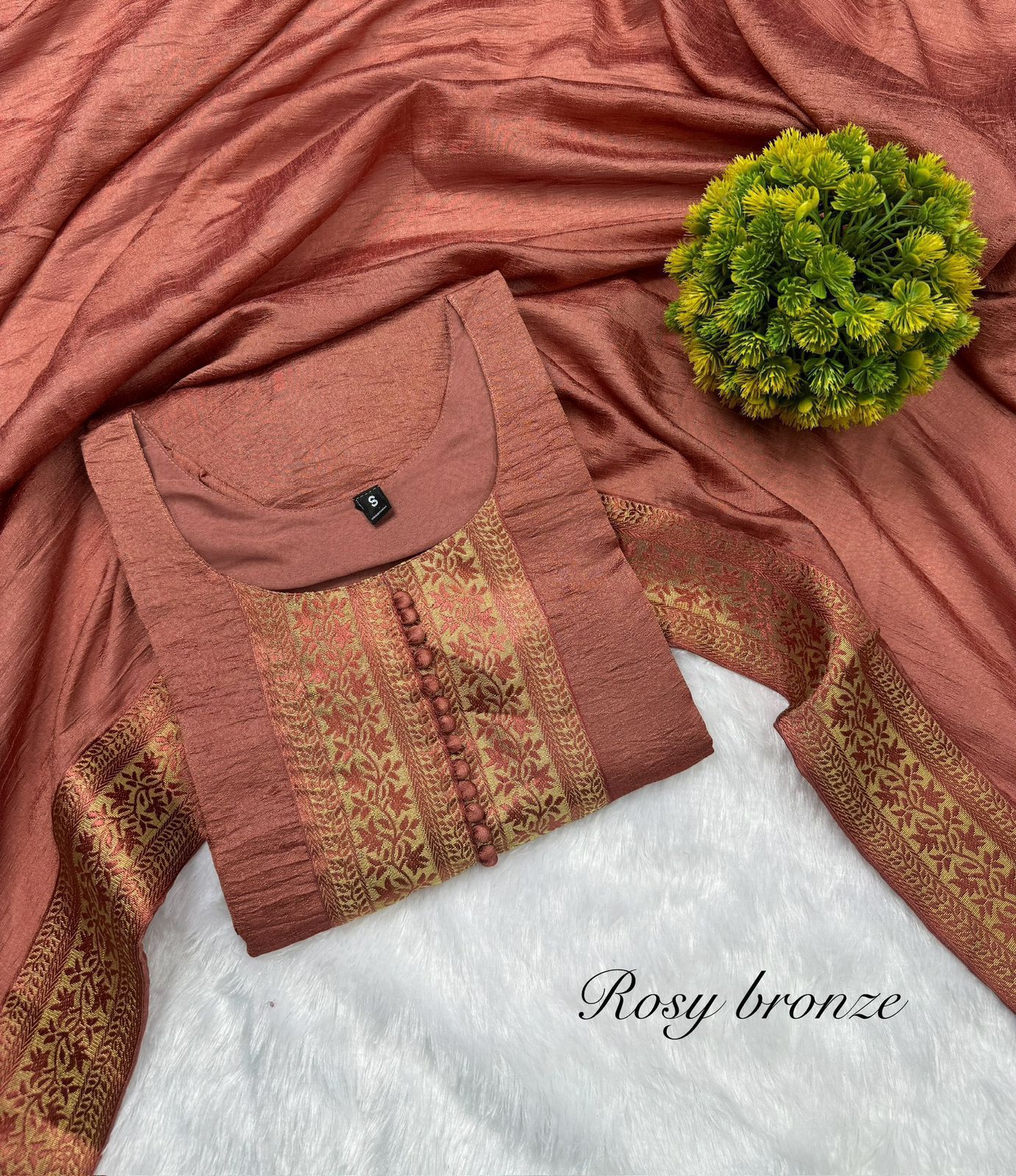 Elevate your style with this stunning pure vichitra silk Kurti set