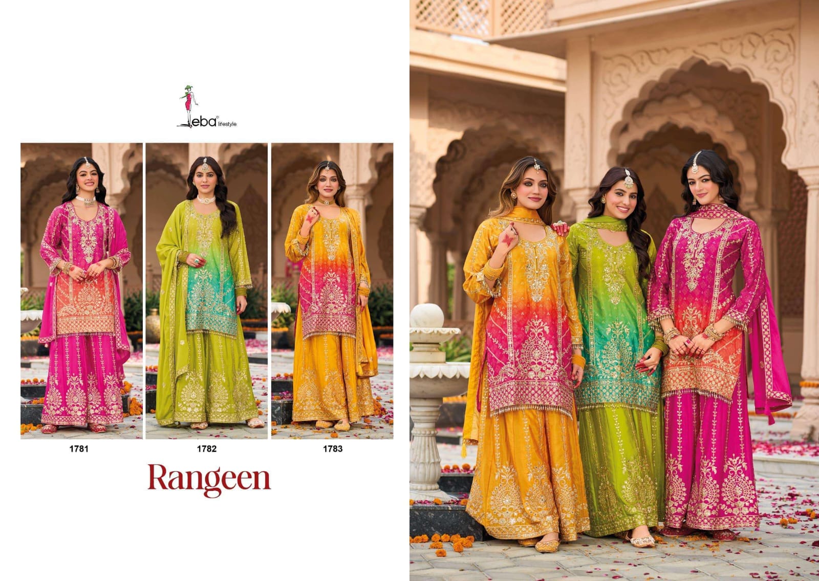 Eba Lifestyle Rangeen Heavy Chinon Silk Embroidery  Wedding Wear Readymade Suits