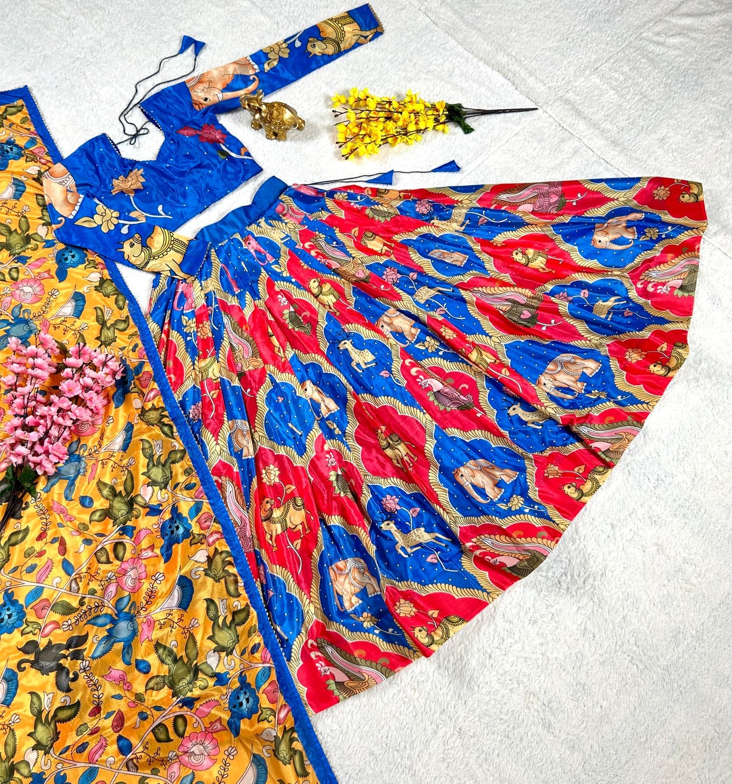 New Launching our Women's Trending Collection with Kalamkari Print. Original Modeling. Beautifully Full Stitched Kalamkari Designer Lahenga Choli with Dupatta.*&nbsp;