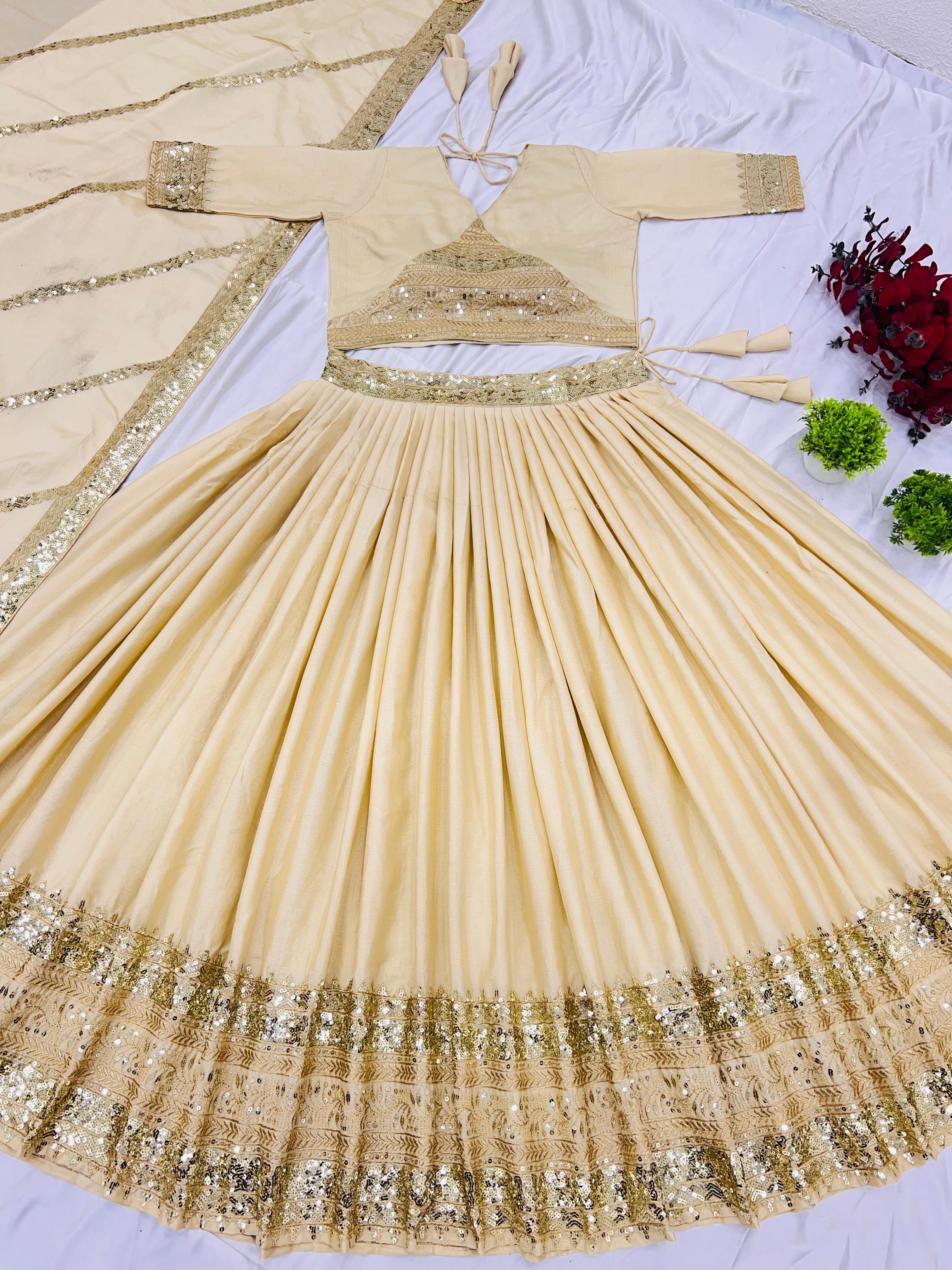 New Lounching Wedding Collection Lehenga Choli With Full Heavy Embroidery Sequence Work 👌