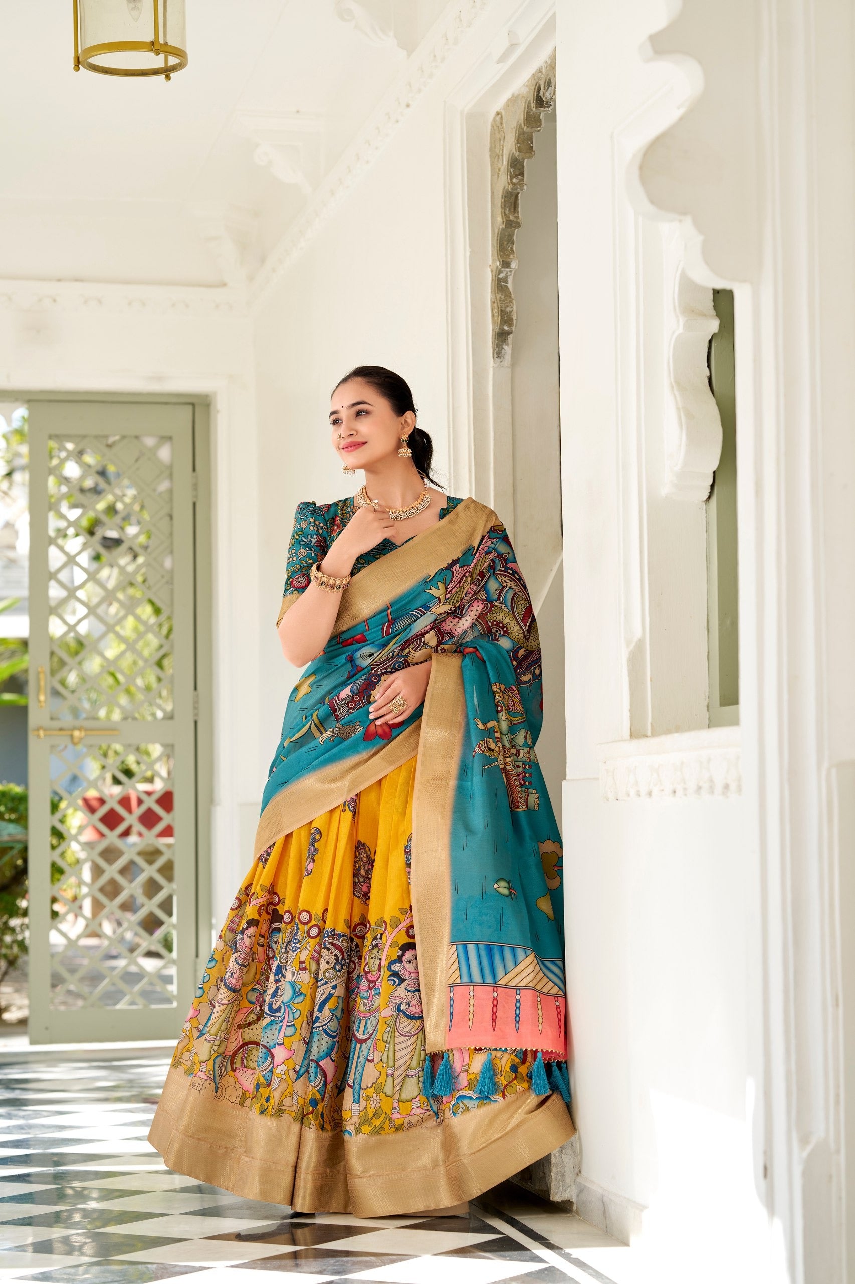 Subtle shades, bold heritage: Kalamkari Dola silk charm..&nbsp;