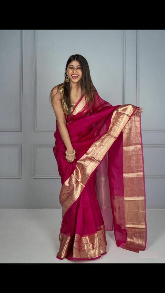 Orgenza zari Saree