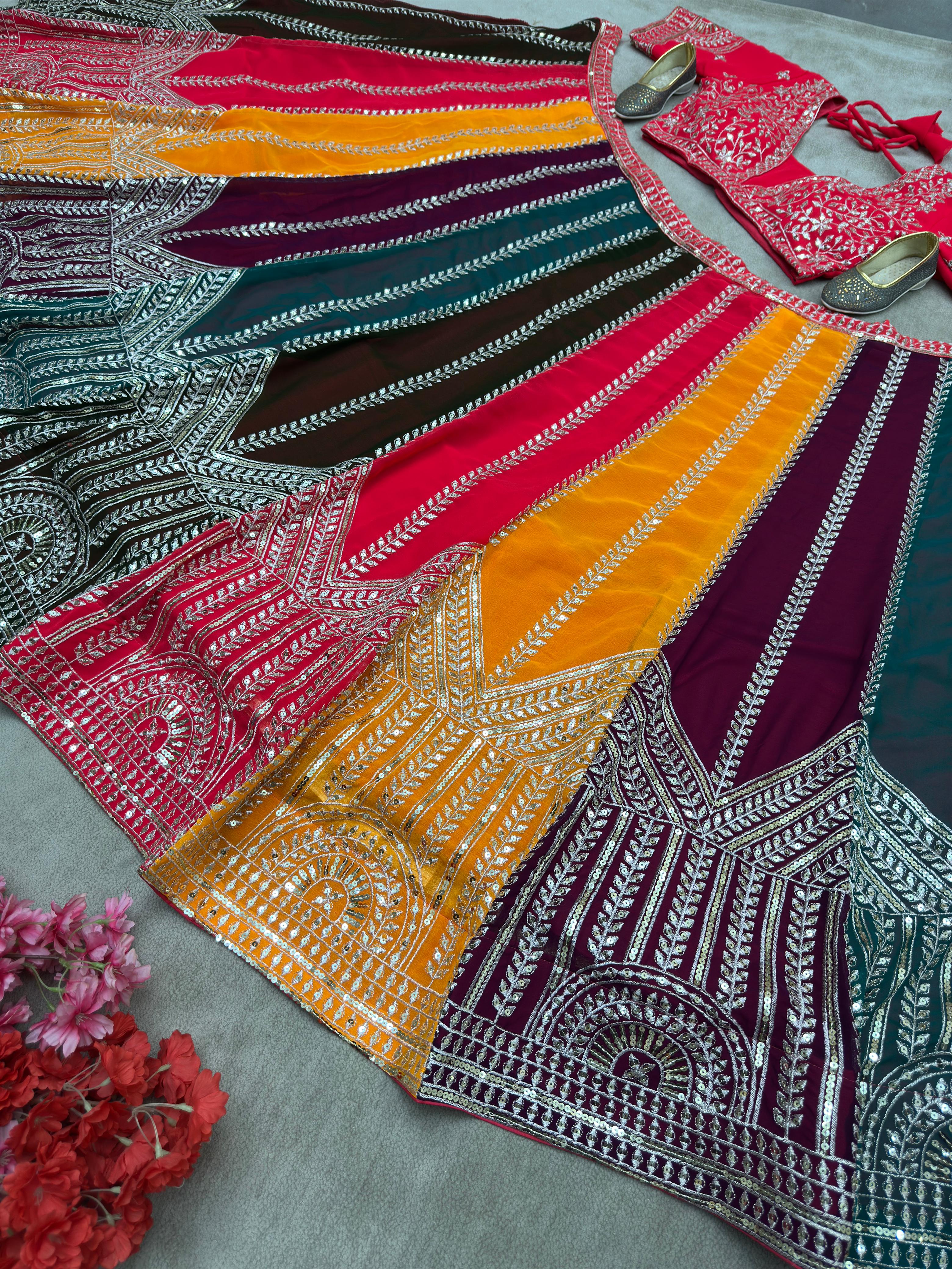 (Multiple colours kali lehenga