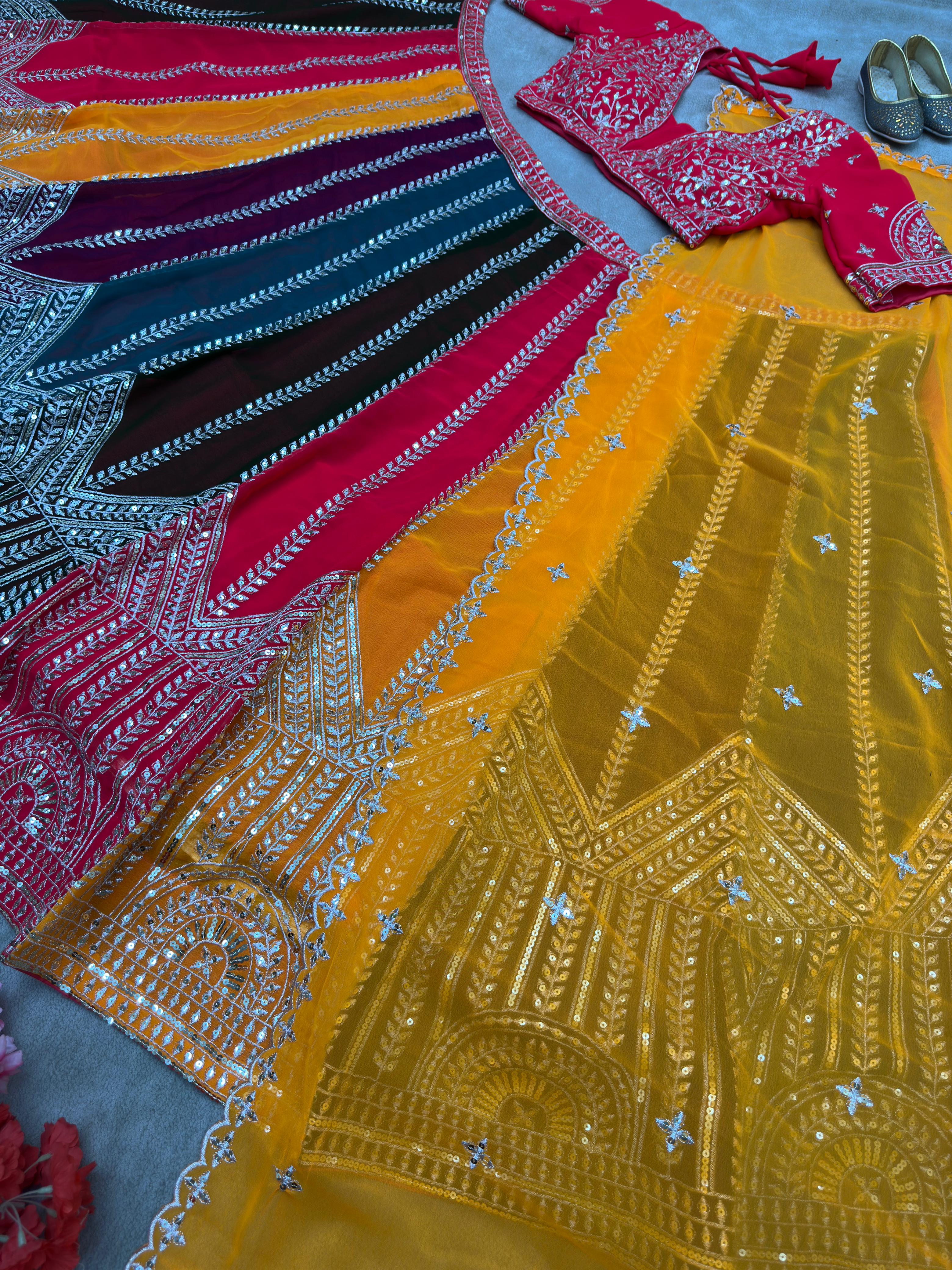 (Multiple colours kali lehenga