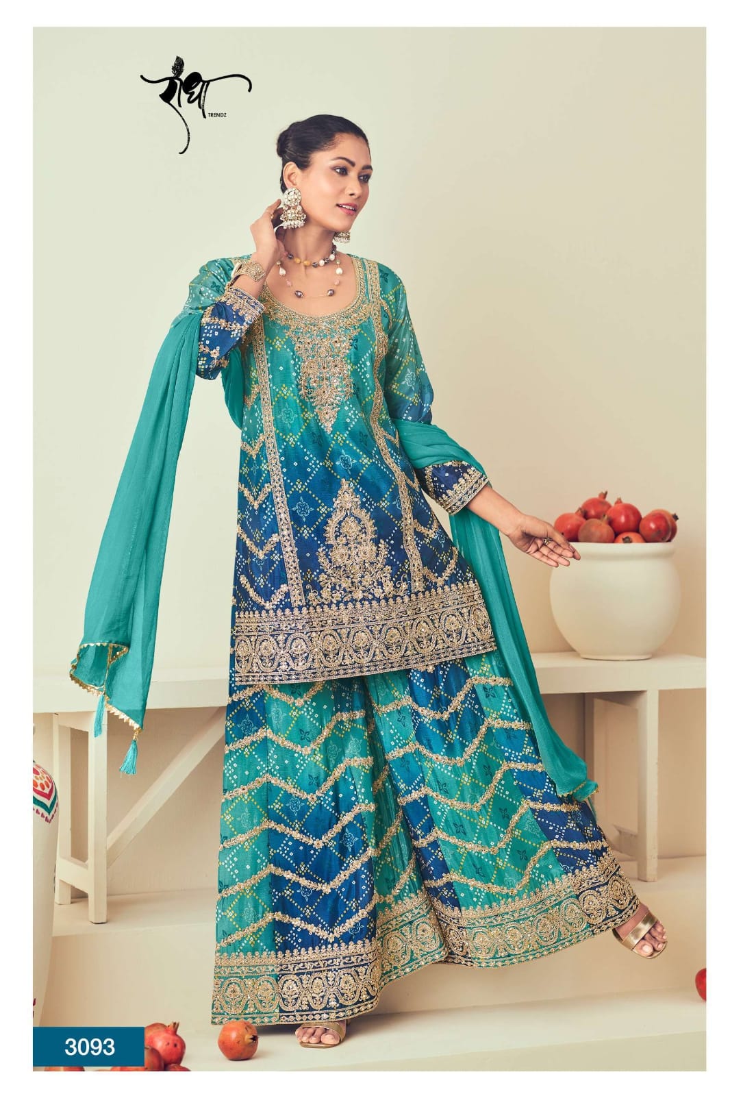 Radha Trendz Rajmahal Silk With Bandhej Designer  Readymade Heavy Suits