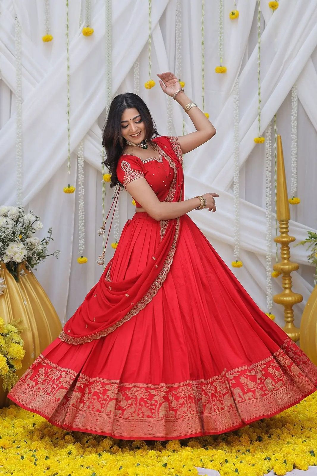 Introducing Most Trending Pongal Special Fully Stitched Jacquard Lehenga Choli With beautiful Sequins embroidery Stitched Blouse a perfect blend of luxury and tradition For any Occasion*&nbsp;