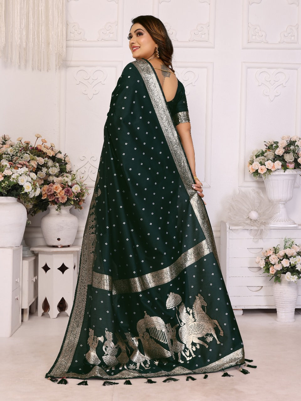 Premium quality summer kochi silk saree with beautiful Bandhej weaving exclusive work soft comfy and easy to drape&nbsp;