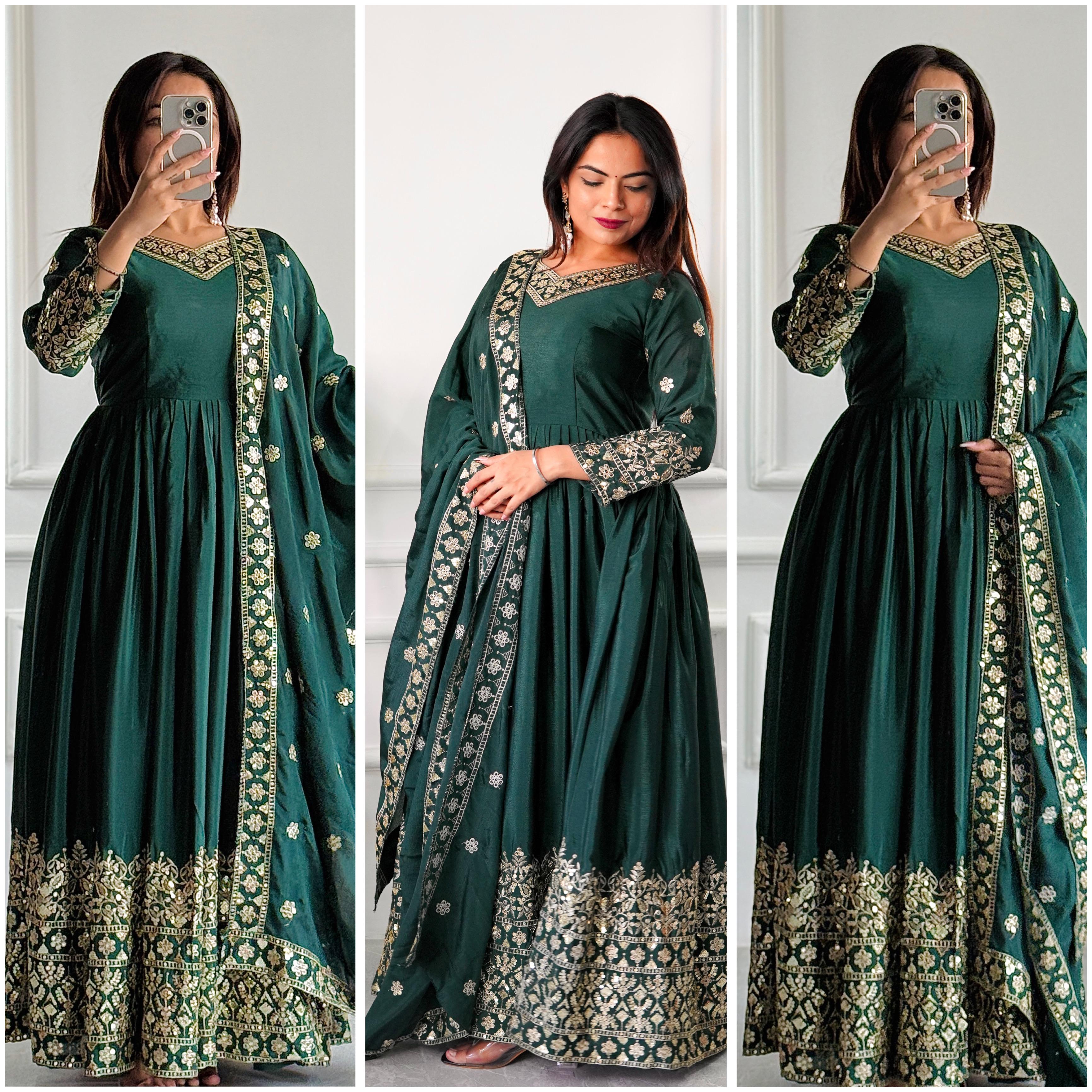 Presenting New WW Real Modling Gown-Pent Dupatta Set Fully Stitched Ready To Wear.