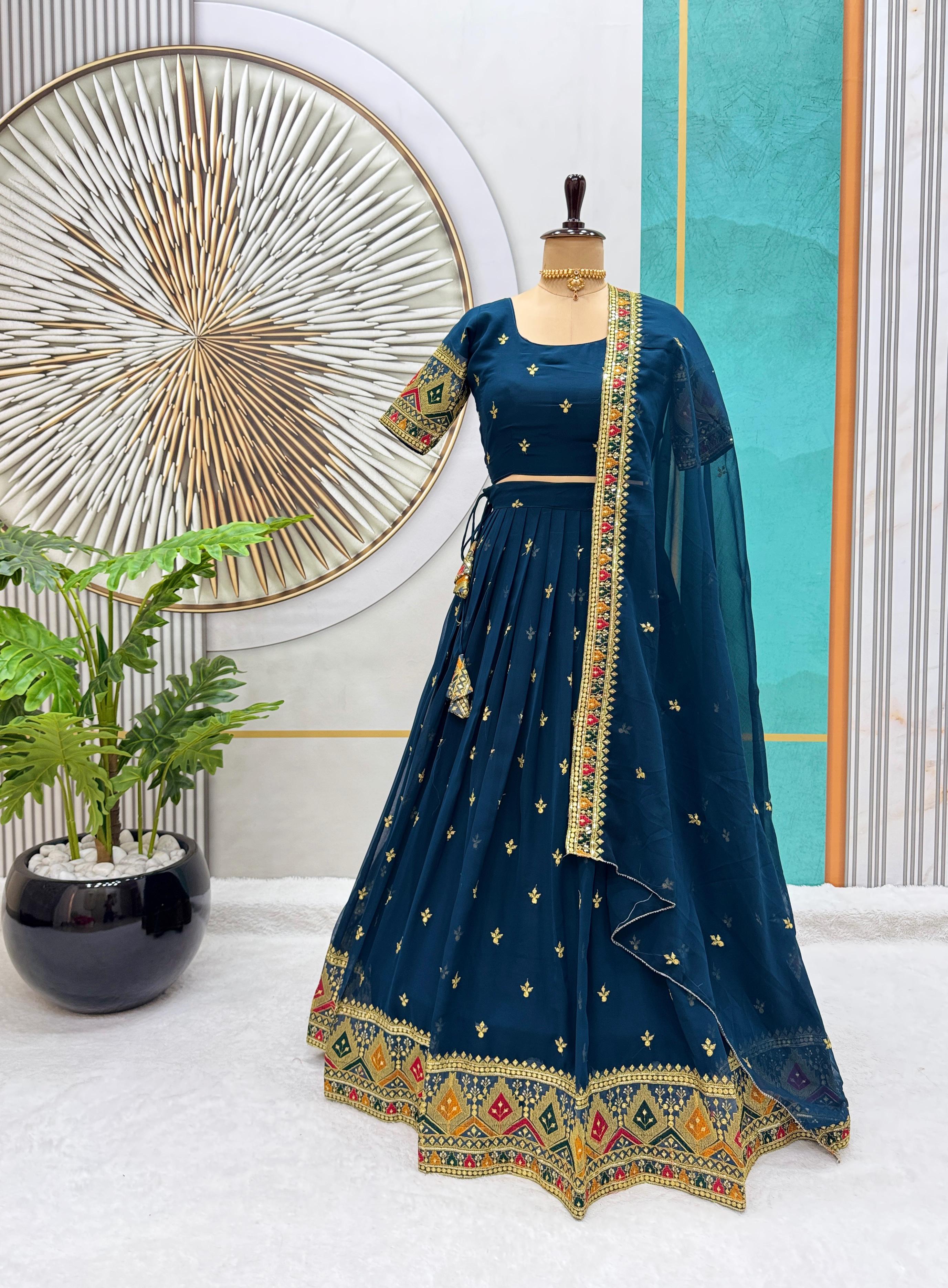 New Launching Our Most Trending Stitched Heavy Georgette Lehenga choli With Beautiful Sequins Embroidery Work And Designer Blouse perfect blend of luxury and tradition For This Festive season*