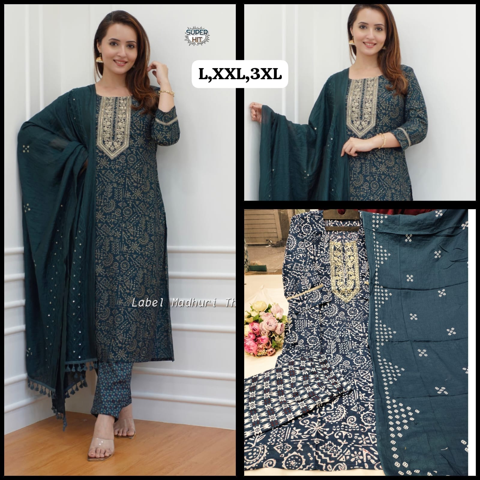 New straight kurta set with new style in block print*