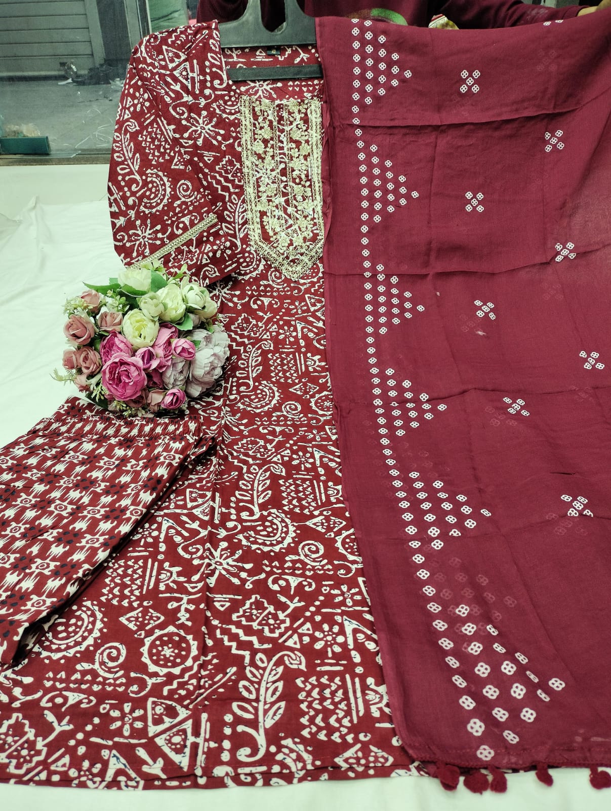 New straight kurta set with new style in block print*