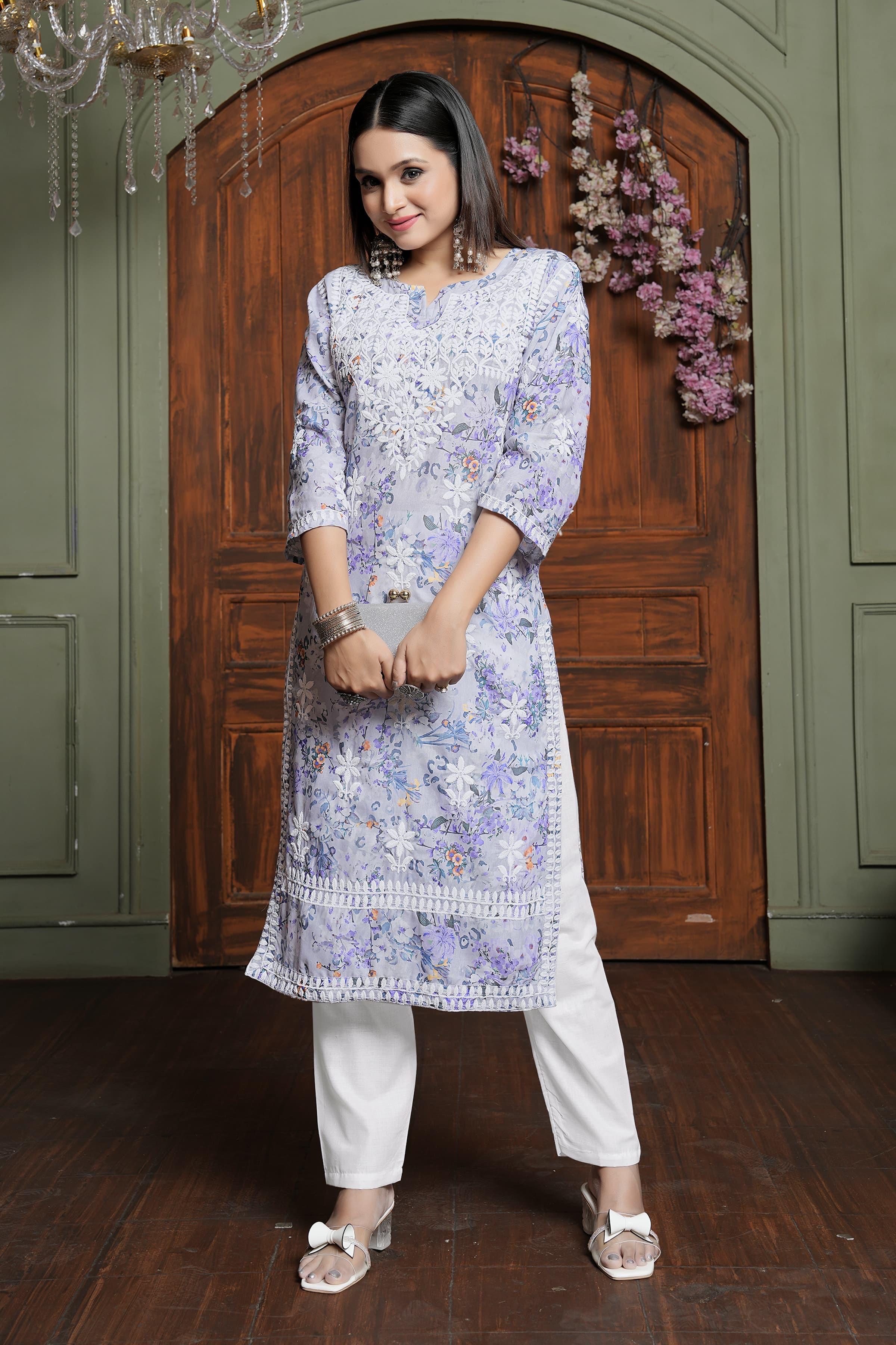 Presenting New Concept of Chikankari kurti Pant.