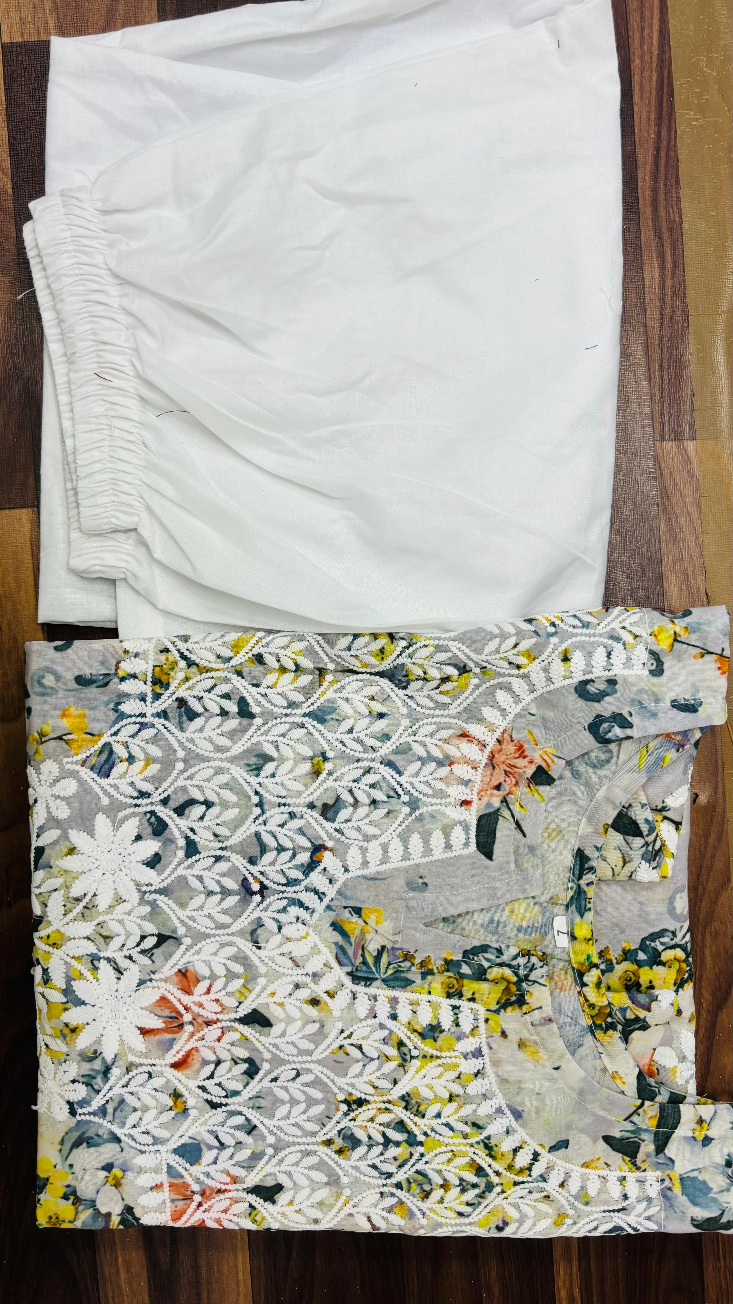 Presenting New Concept of Chikankari kurti Pant.