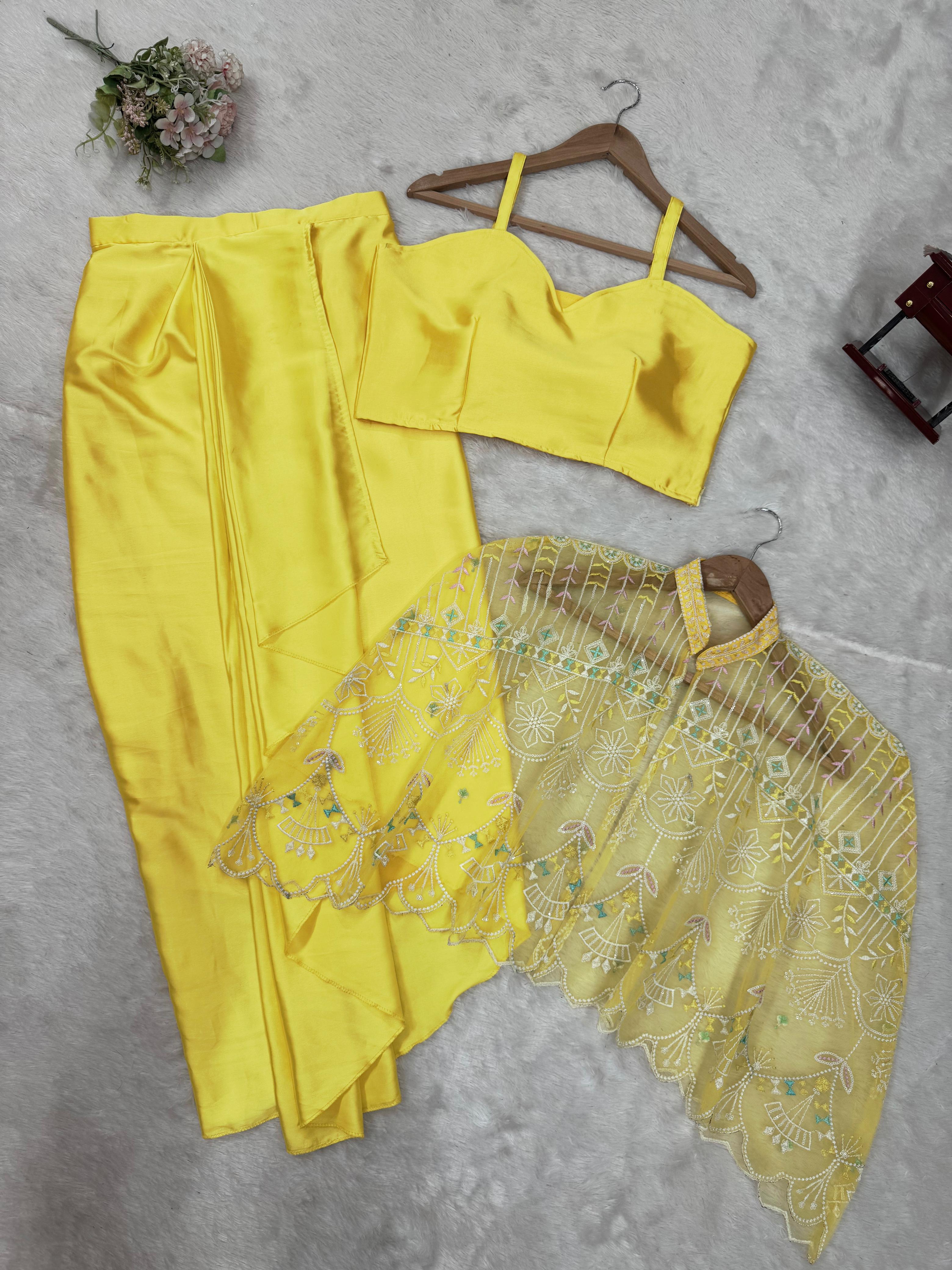 Reday to wear dhoti style with Koti and stich choli*