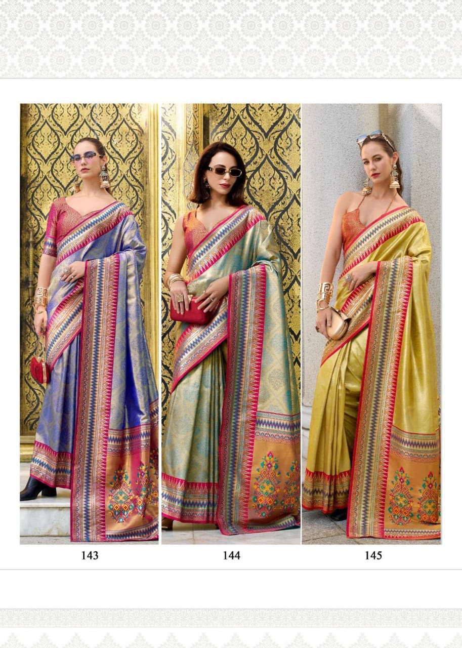 Pure Tissue Silk with Zari Weaving &amp; Amazing Ikkat Pattern