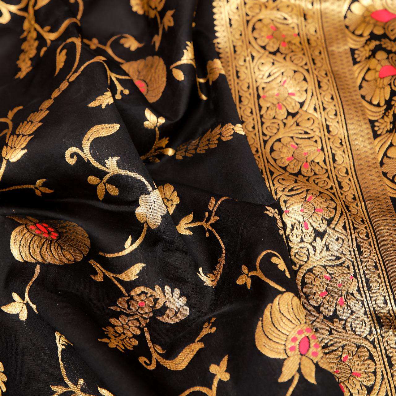 SOFT LICHI SILK CLOTH WITH ORIGINAL  GOLD ZARI.