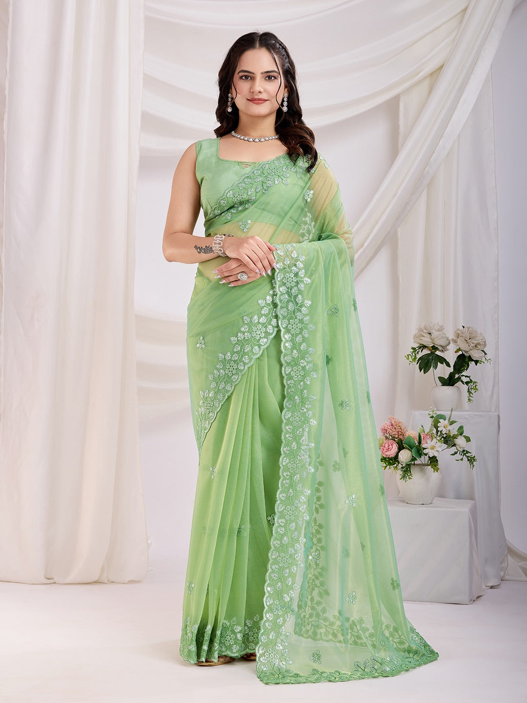 Twill Net Saree