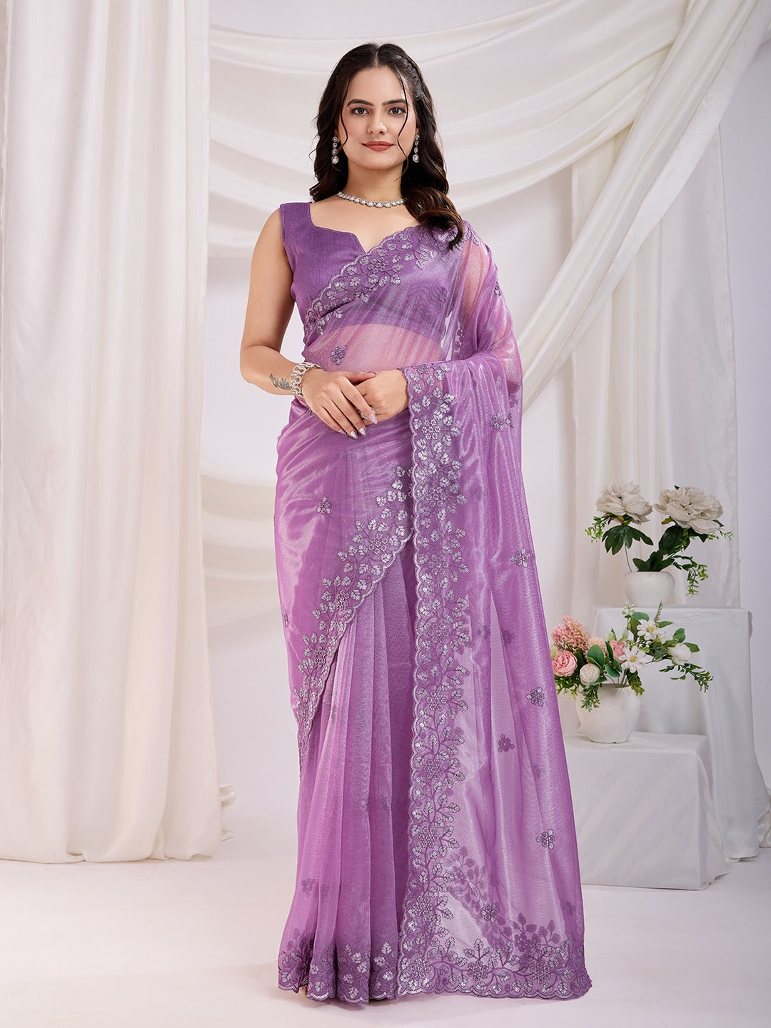 Twill Net Saree